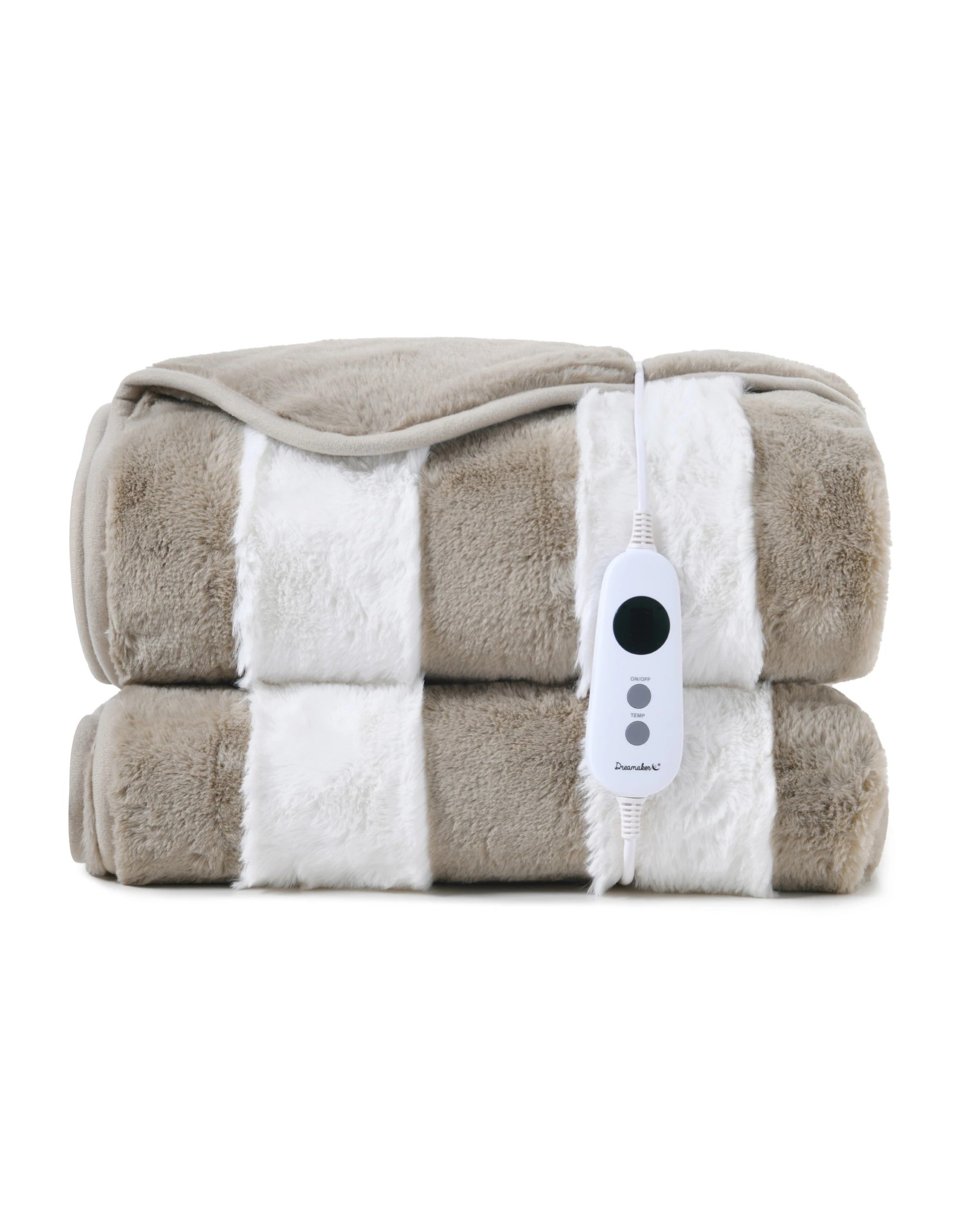 2 Dreamaker Denver Carved Stripe Faux Fur Heated Throw 180x200cm - Natural, 2 of 9
