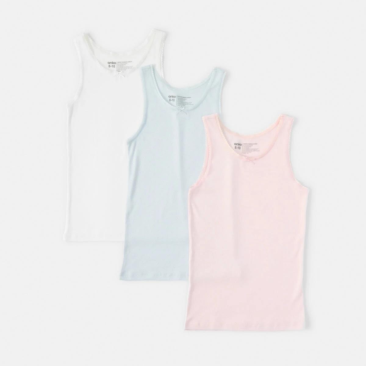 1 3 Pack Super Soft Singlets Wht Multi, 1 of 6