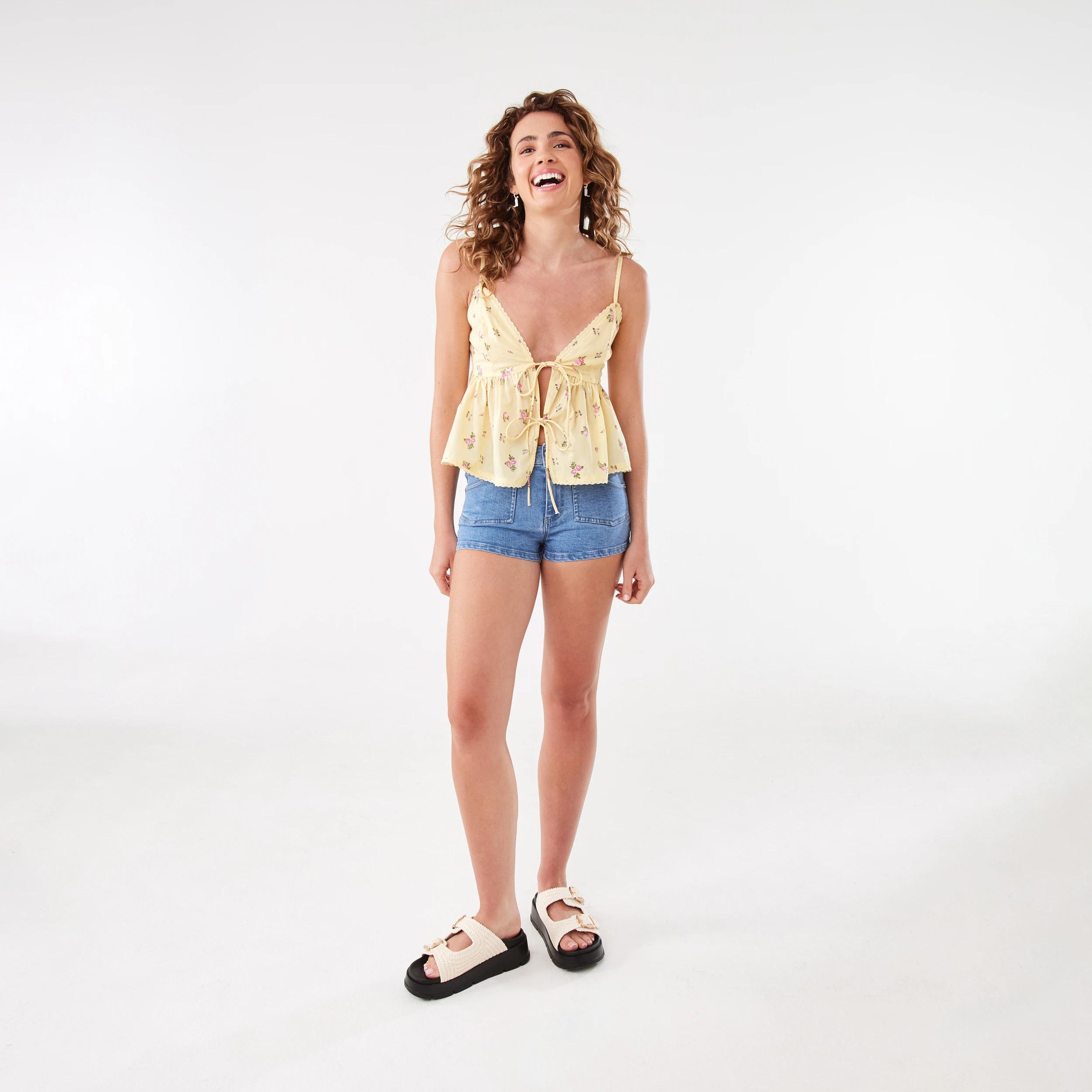 2 Sleeveless Boho Ruffle Top Yellow Flw, 2 of 9