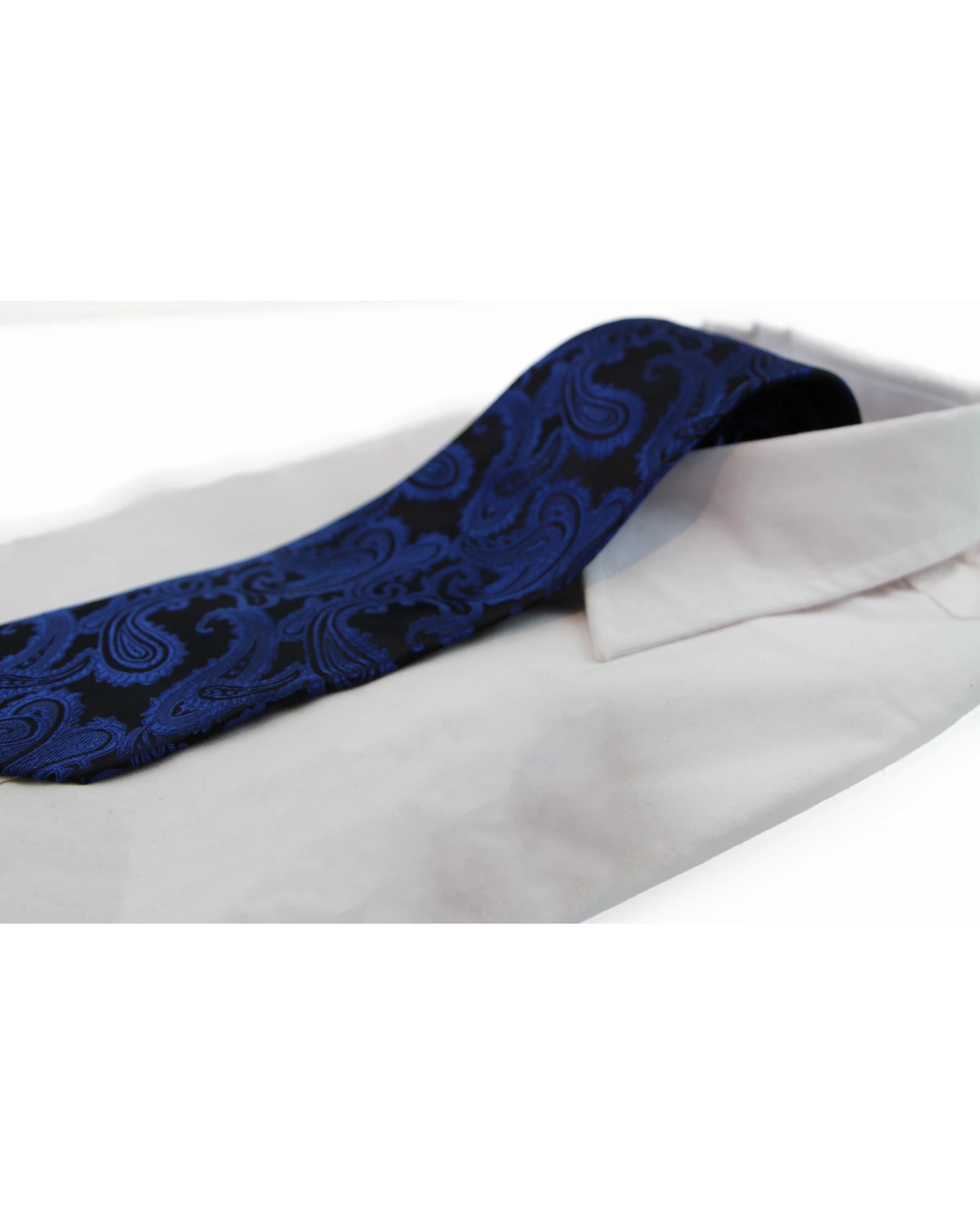 2 Zasel Mens Black & Navy Paisley Patterned Neck Tie, 2 of 2
