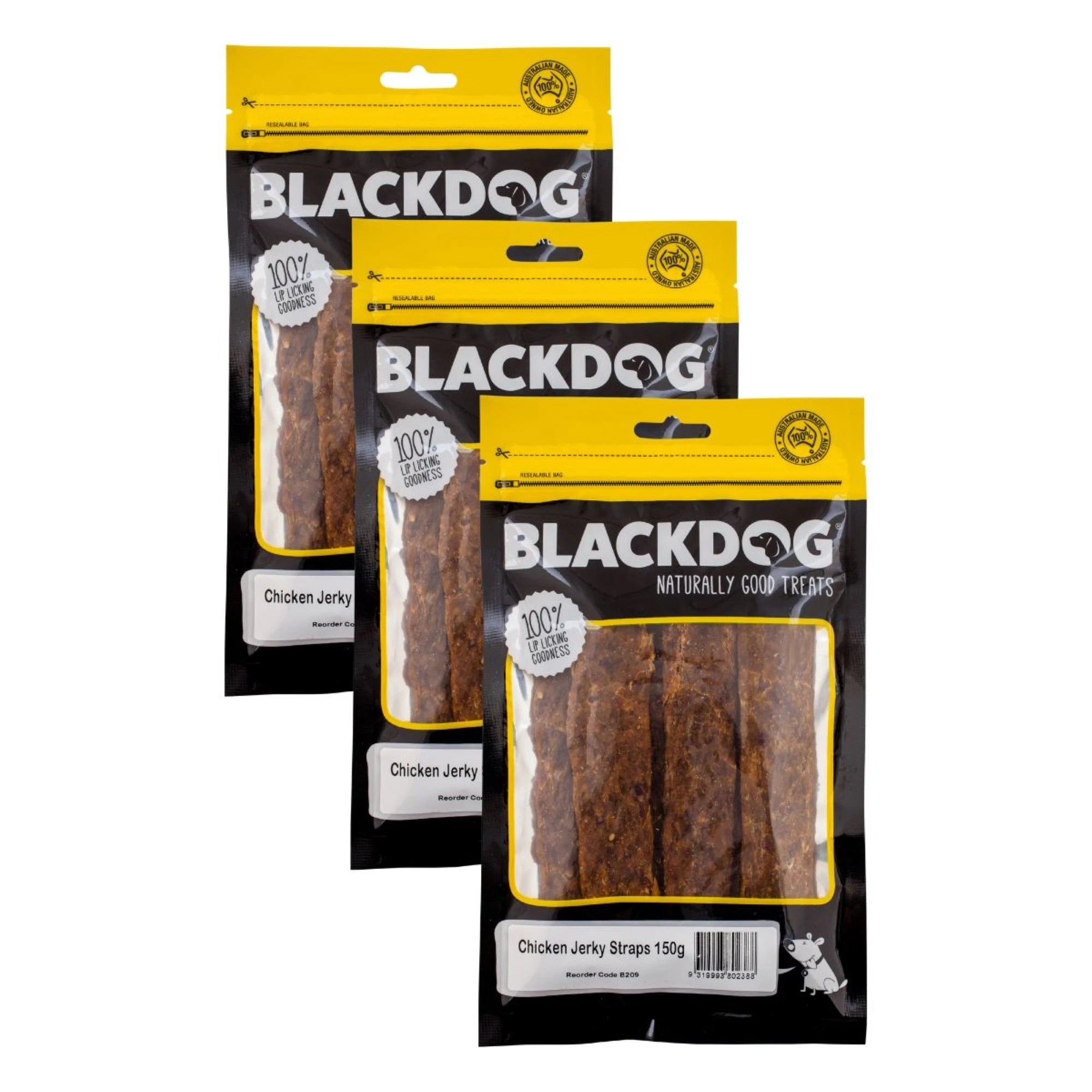 1 Blackdog Chicken Jerky Straps 150g x 3pk, 1 of 1