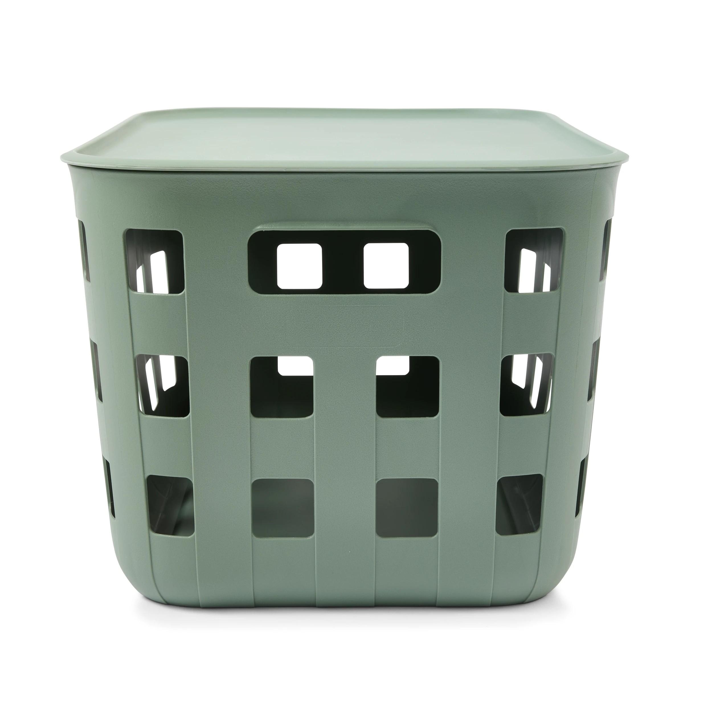 2 18L Rectangle Trellis Basket with Lid - Green, 2 of 9