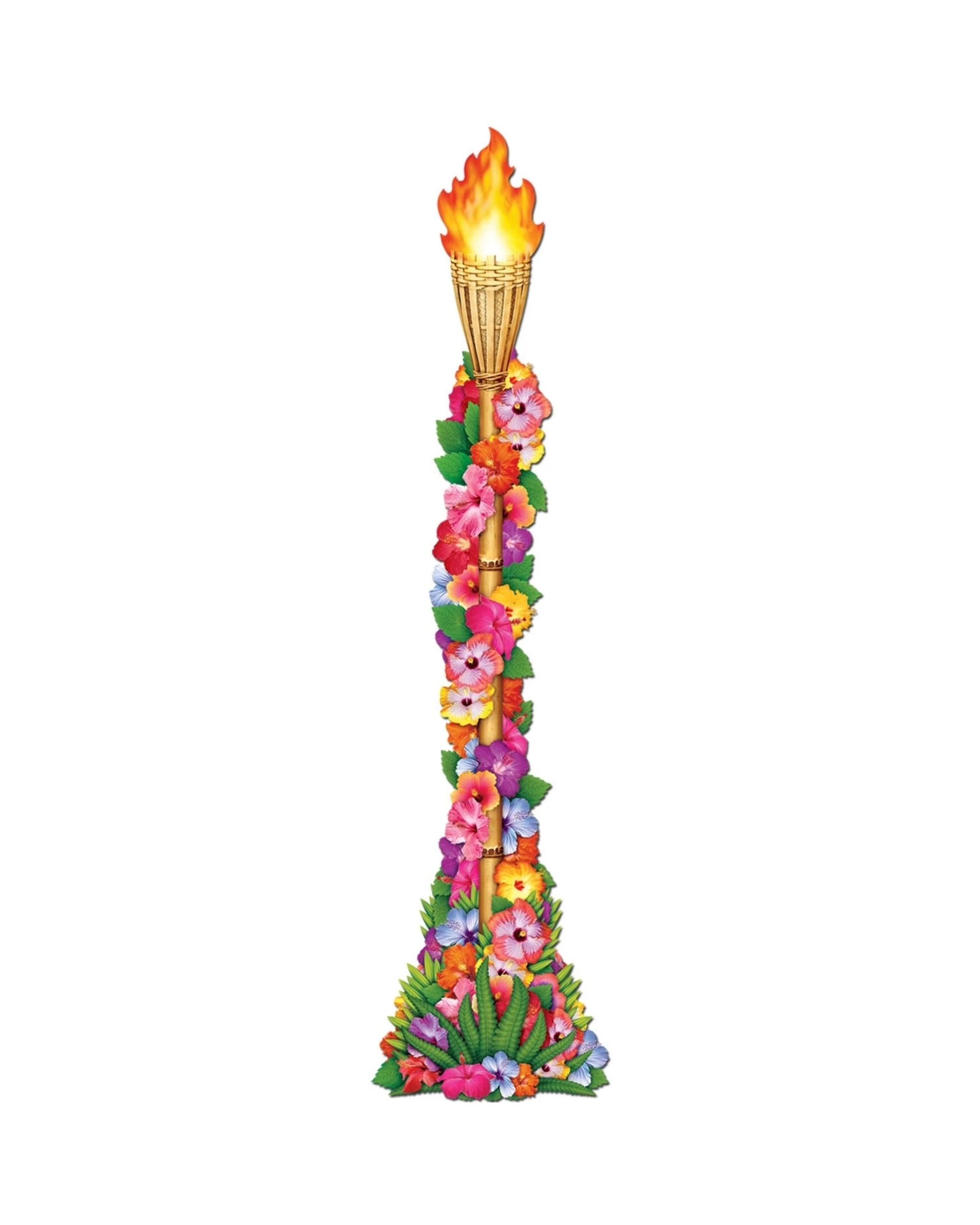 1 Beistle Floral Tiki Torch Cardboard Cutout 1.2m, 1 of 1