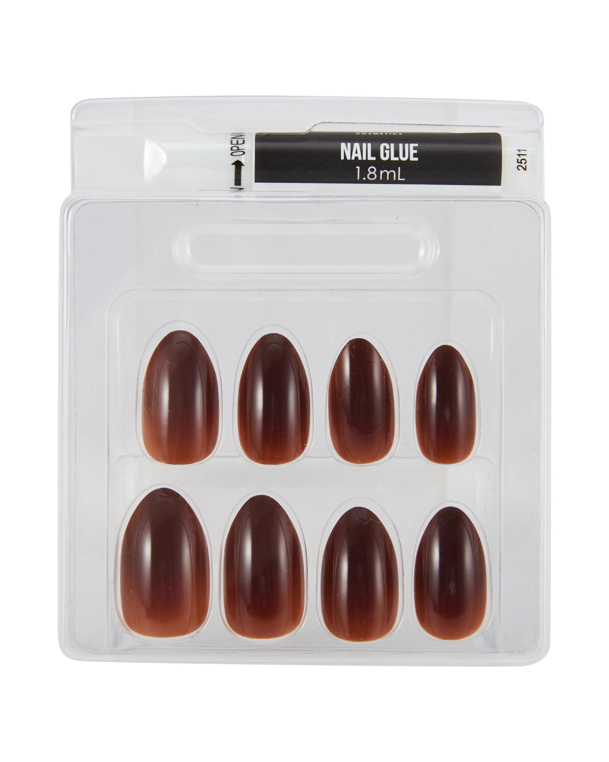 3 OXX Cosmetics 24 Pack Artificial Nails with Adhesive - Pointed Stiletto Shape, Brown Subtle Aura, 3 of 4