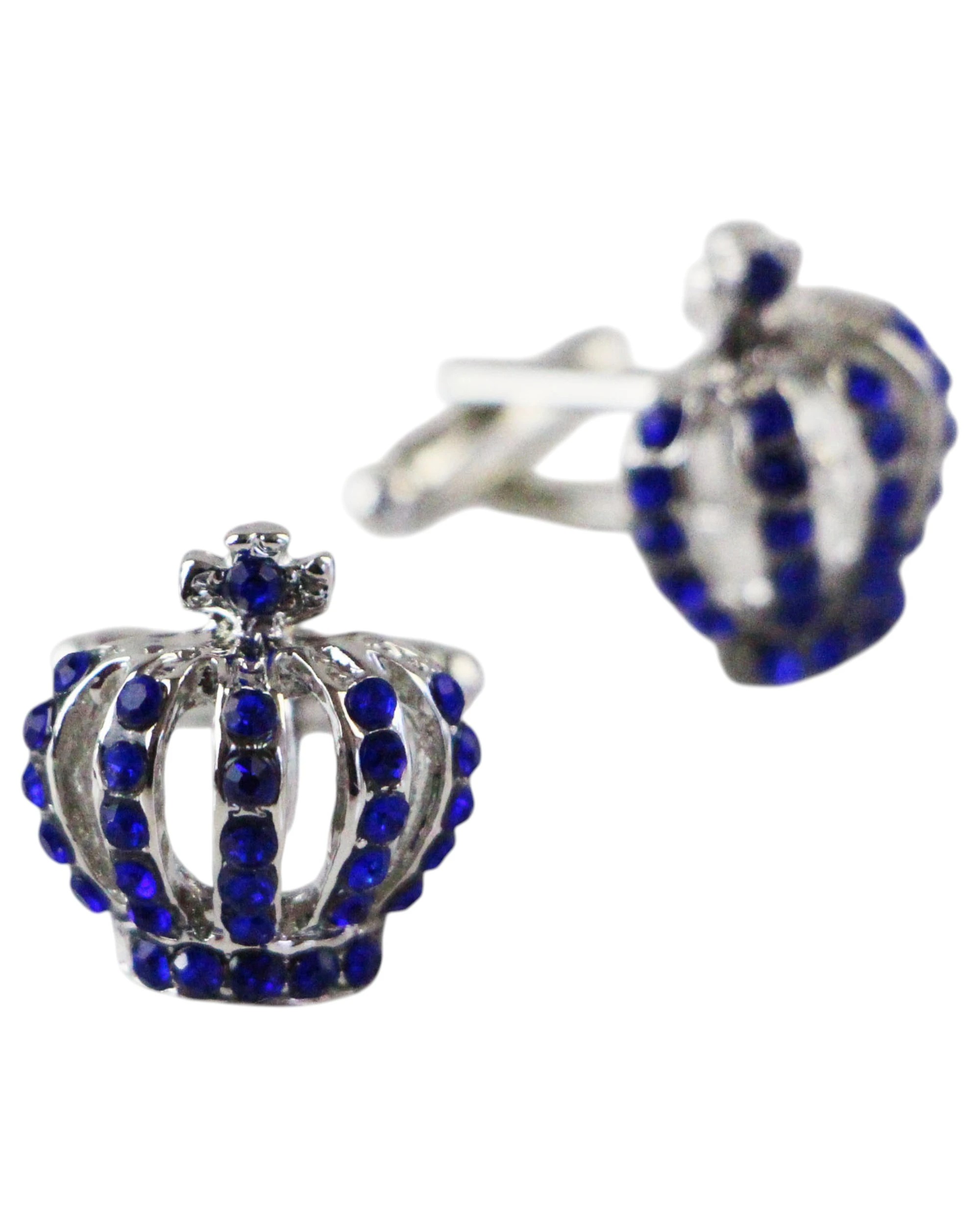 1 Zasel Mens Blue With Silver Crown Cufflinks - Multi, 1 of 1