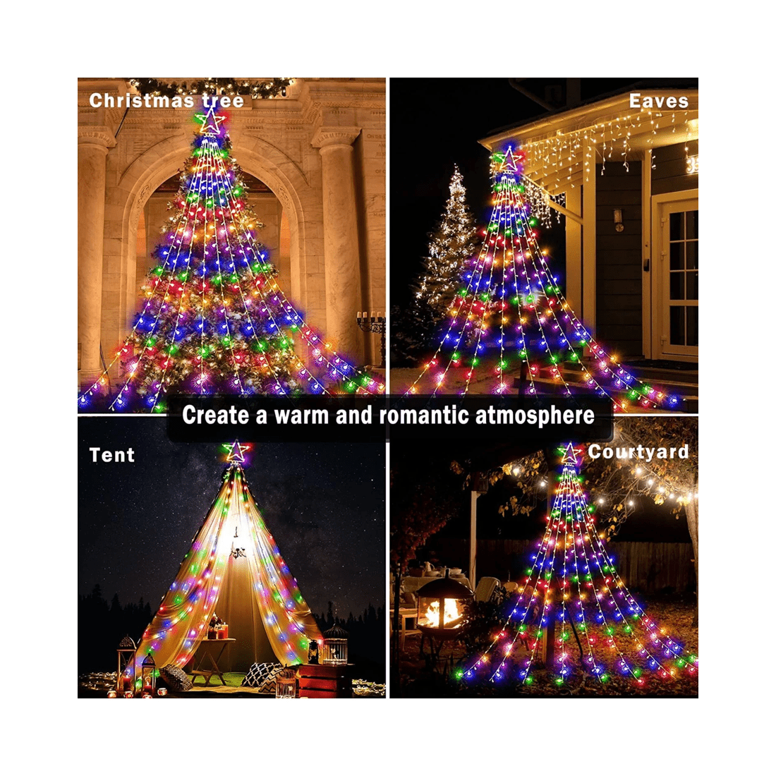 7 Advwin 3.5M * 9 Lines 350 RGB LED String Fairy Lights Five-Pointed Star 8 Modes Christmas Decor, 7 of 7