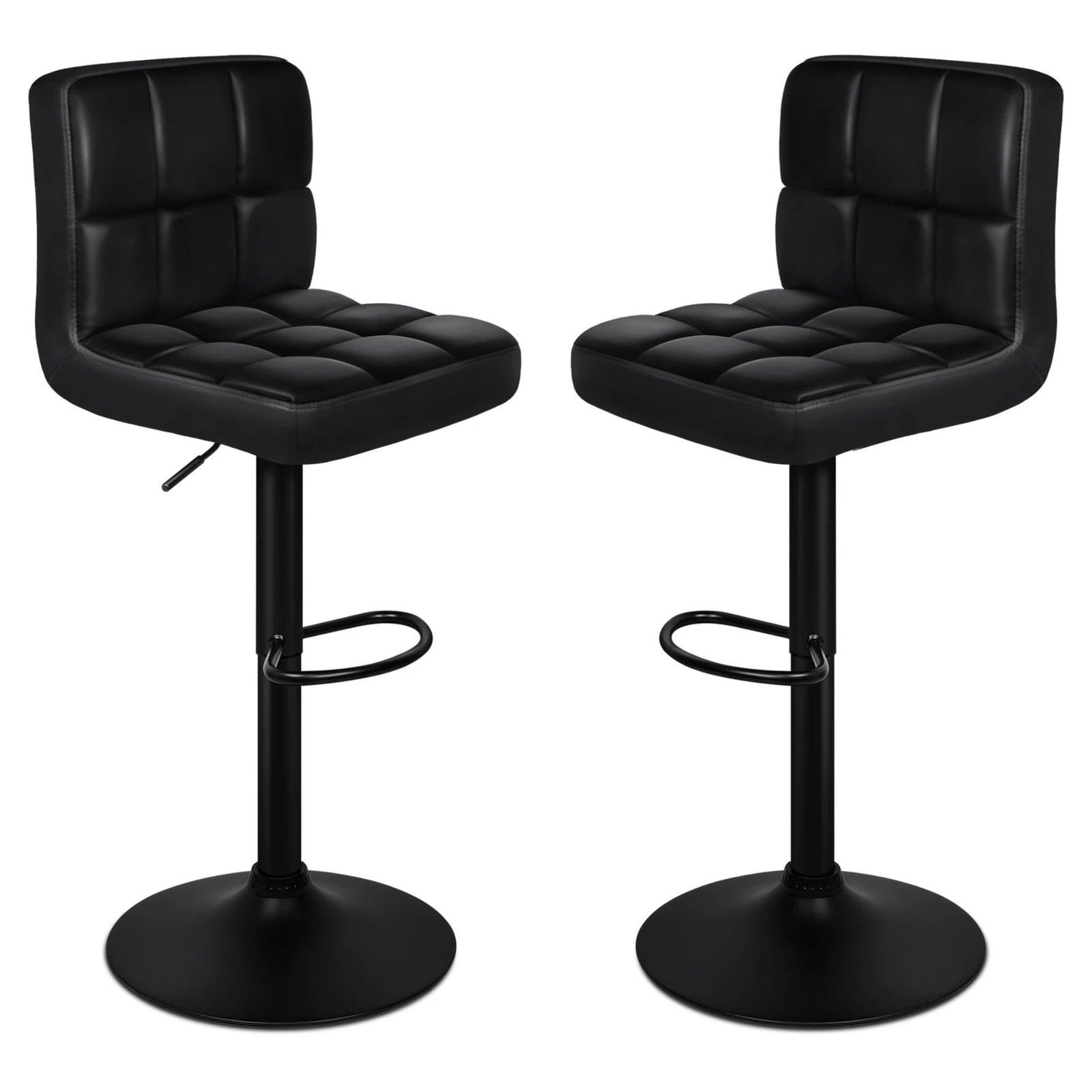 1 Alfordson 2x Bar Stools Leather Gas Lift - Black, 1 of 10