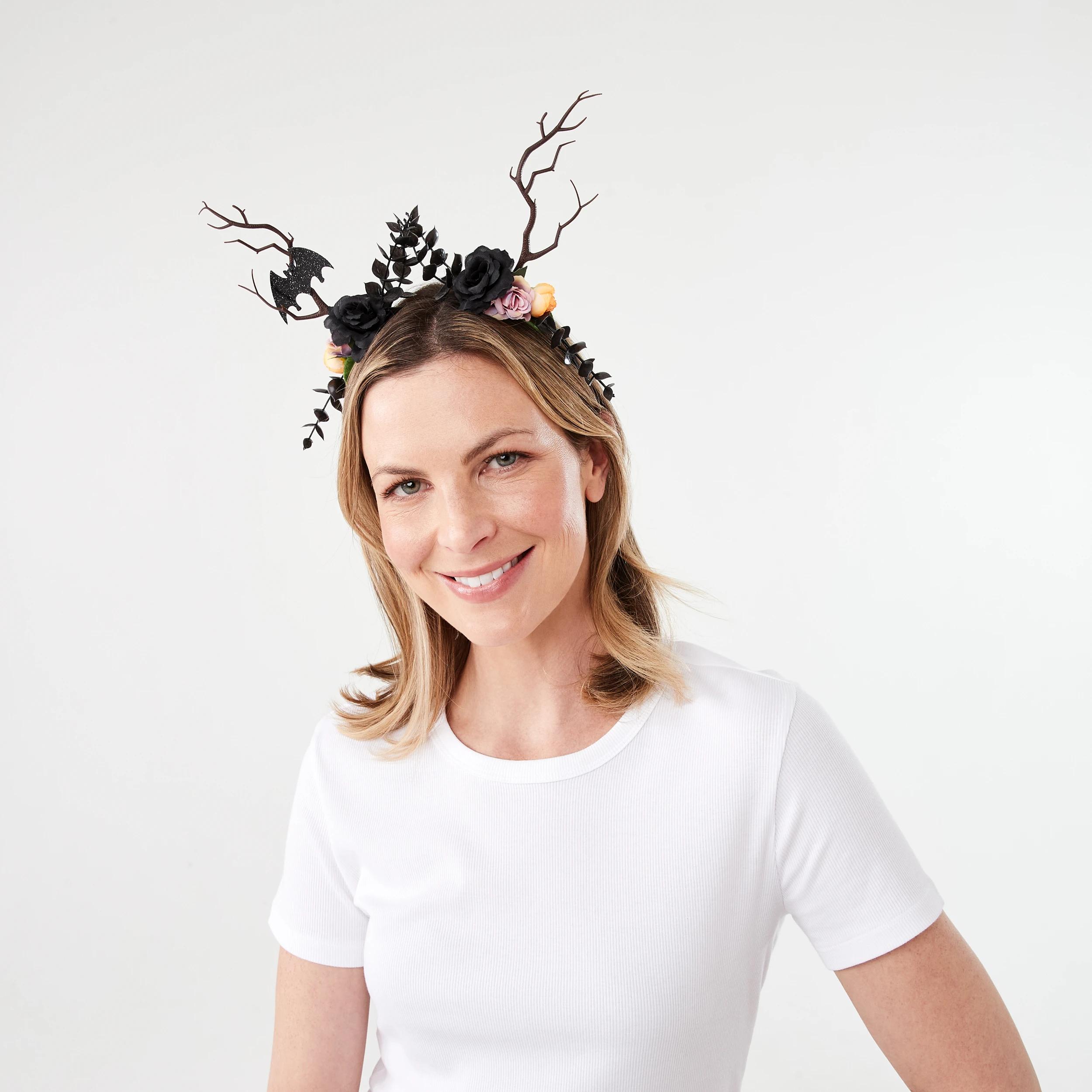 3 Halloween Floral Forest Headband - Black, Yellow, Green and Pink Black, 3 of 4