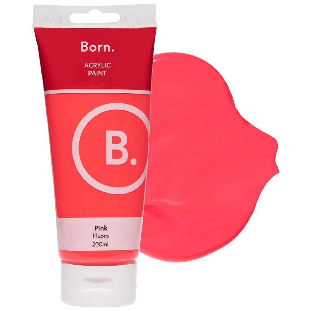 1 Born Acrylic Paint 200mL Fluoro Pink, 1 of 3