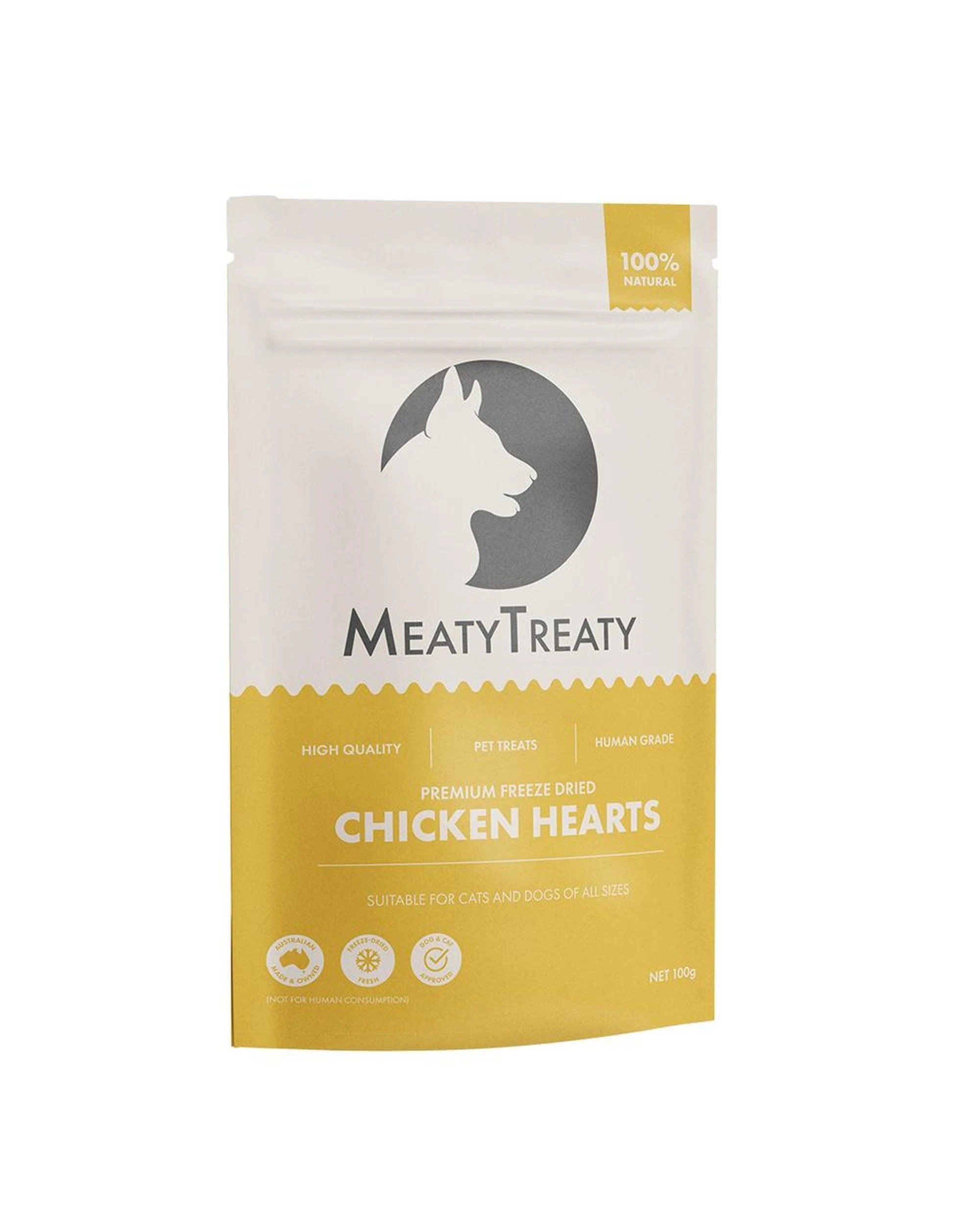 1 Meaty Treaty Premium Freeze Dried Cats & Dogs Treat Chicken Heart 100g, 1 of 2