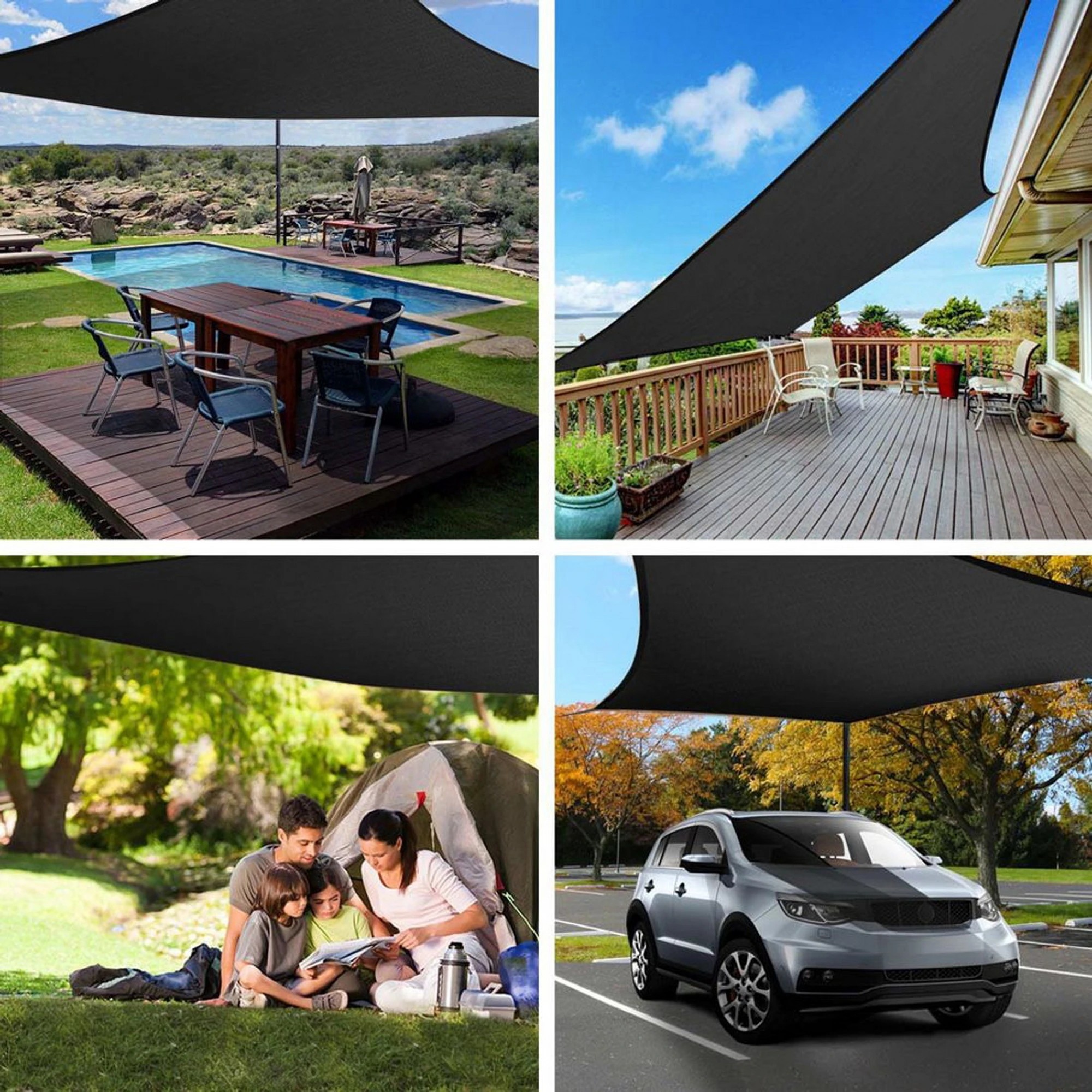 5 Instahut Shade Sail Rectangle 280GSM 98%  Shade Cloth - Black, 5 of 8