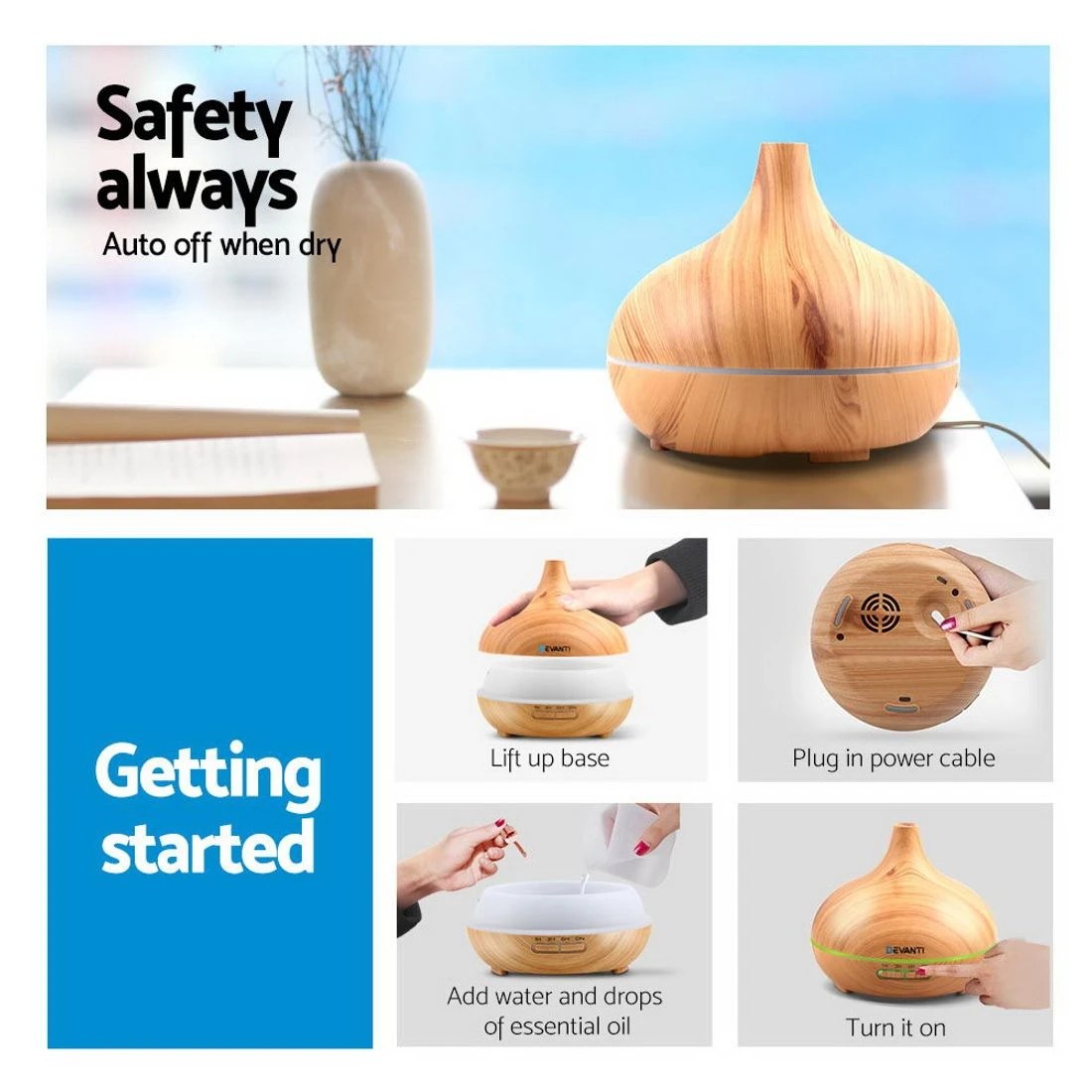 7 Devanti Aroma Diffuser Aromatherapy Humidifier 300ml - Natural, 7 of 8