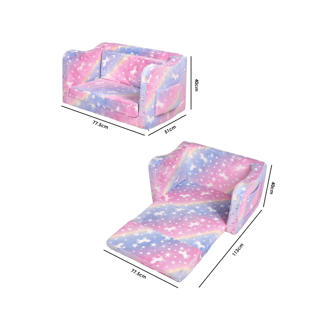 2 Advwin 2-in-1 Kids Flip Open Sofa Couch Foldable Bed, 2 of 8