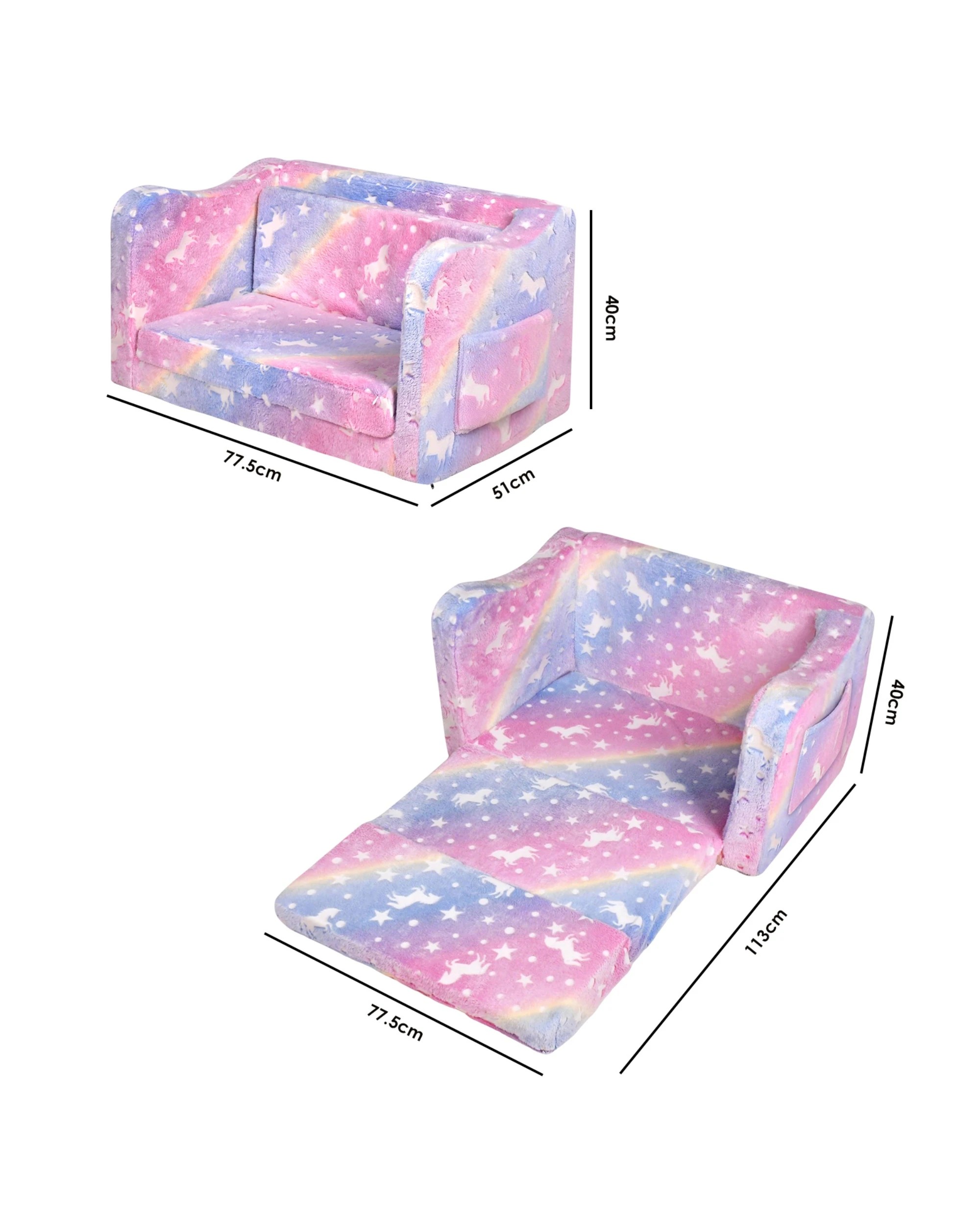 2 Advwin 2-in-1 Kids Flip Open Sofa Couch Foldable Bed, 2 of 8