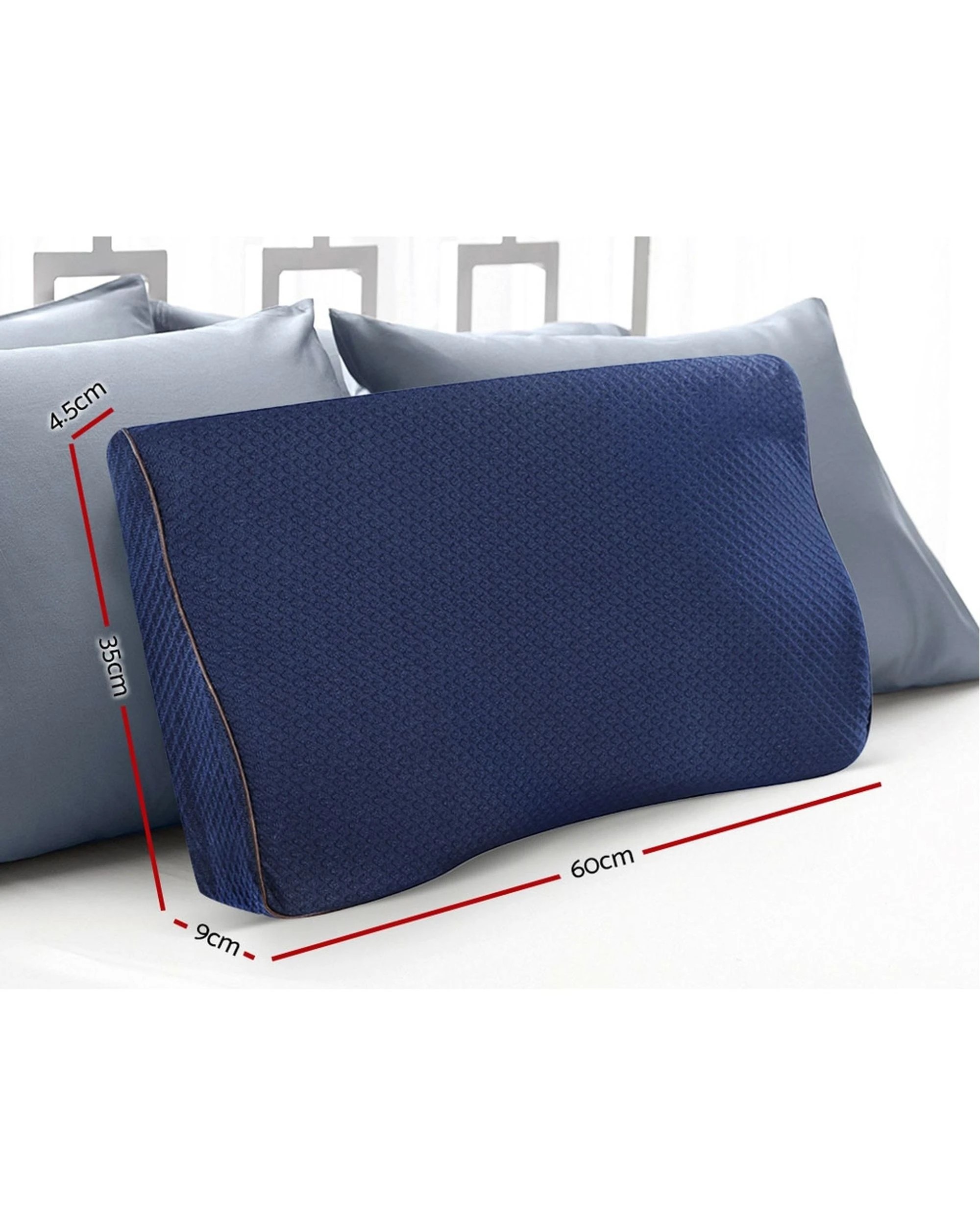 2 Giselle Bedding Memory Foam Contour Pillow
 - Blue, 2 of 3