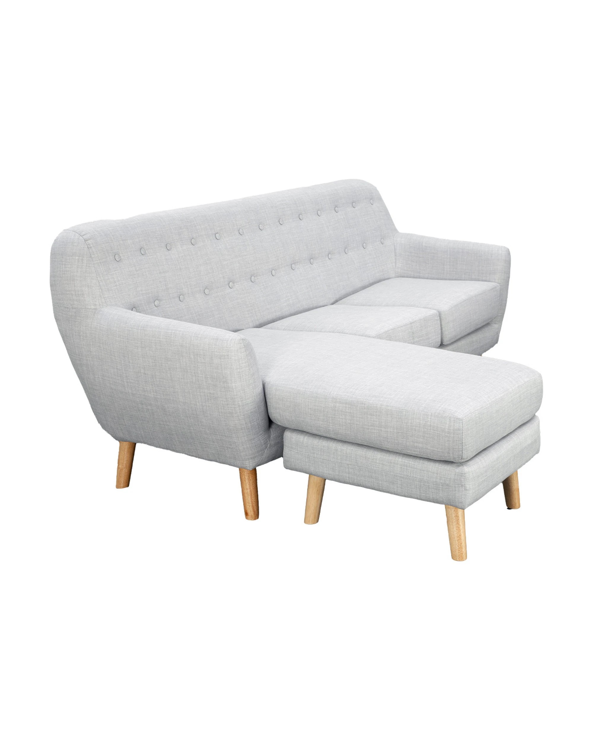 10 Sarantino Linen Corner Sofa Lounge L-shaped Chaise Light Grey, 10 of 10