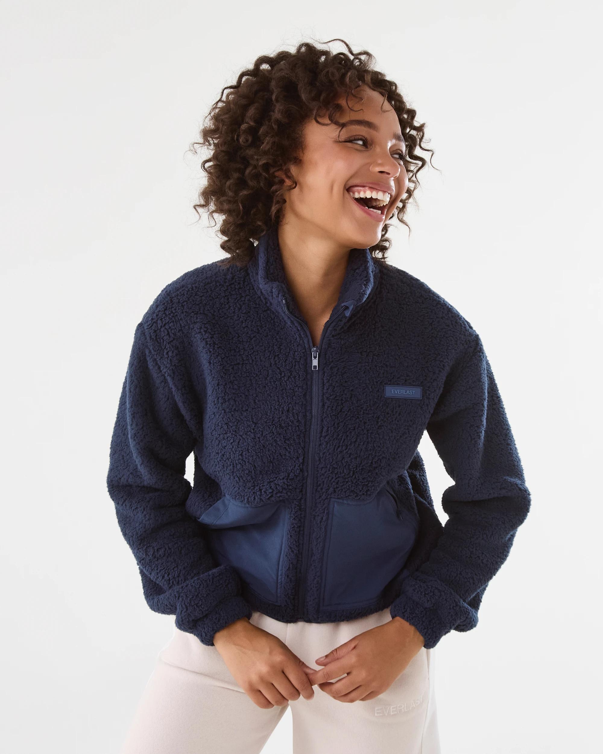 2 Everlast Womens Sherpa Bomber Jacket Mood Indgo, 2 of 9