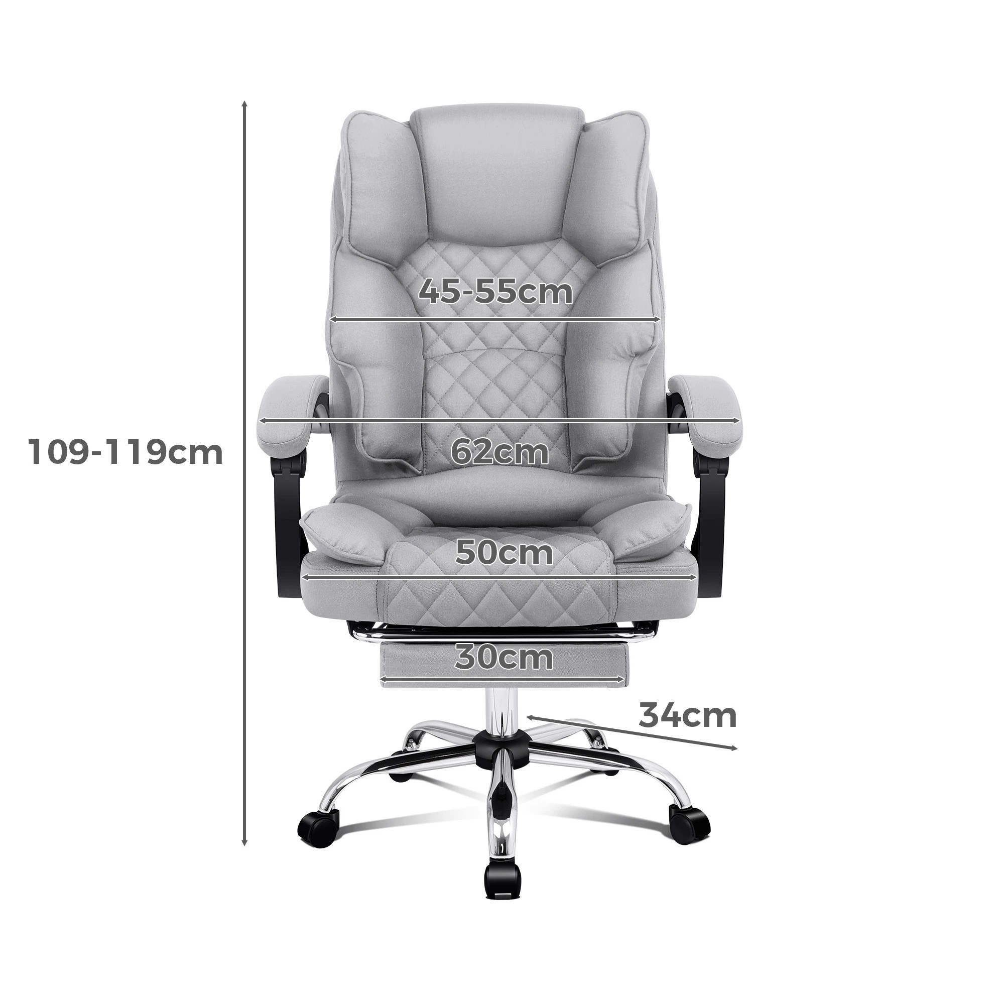 10 Alfordson Massage Office Chair Heated Fabric Seat Executive Racing Computer - Grey, 10 of 10