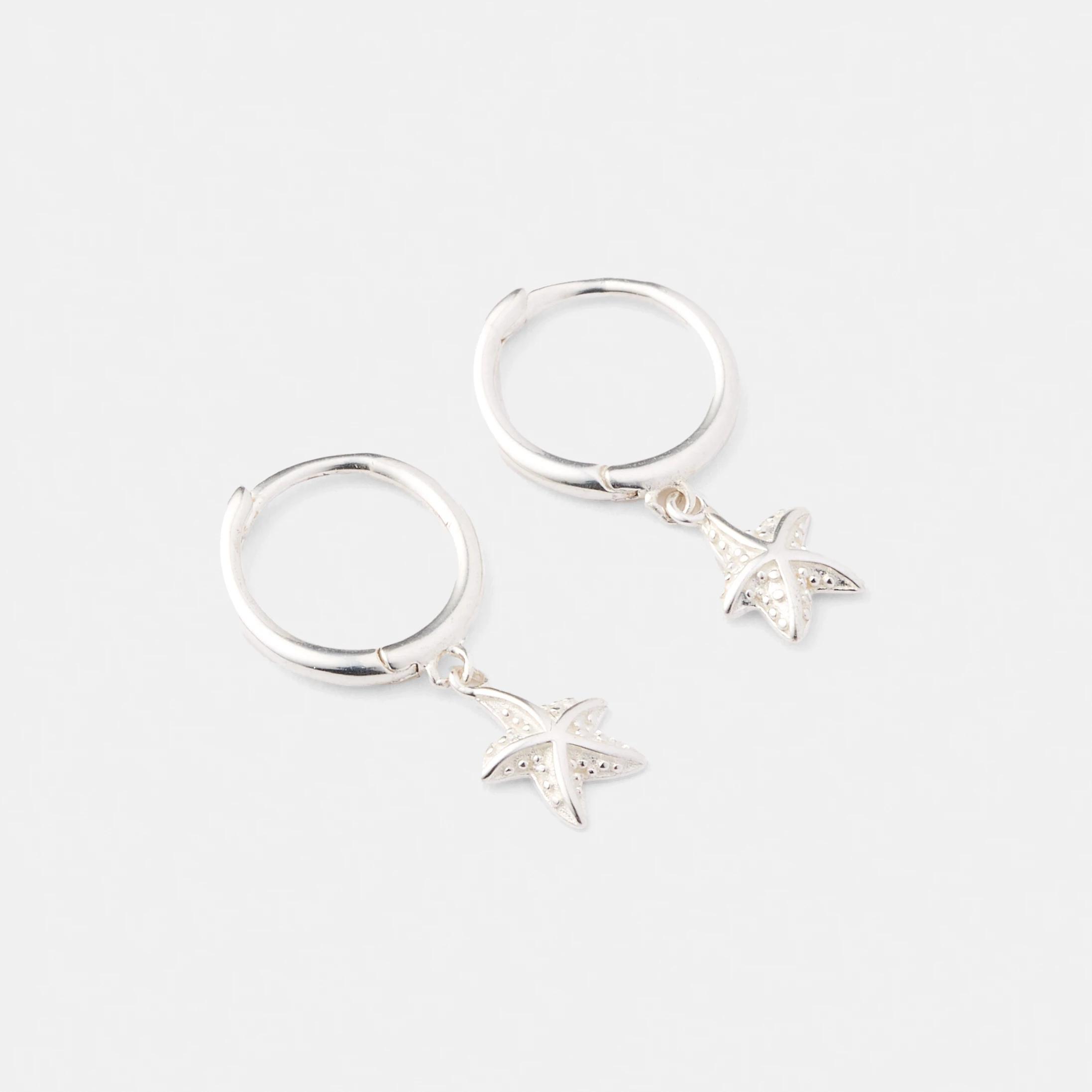 1 Sterling Silver 925 Starfish Huggie Earrings Silver, 1 of 5