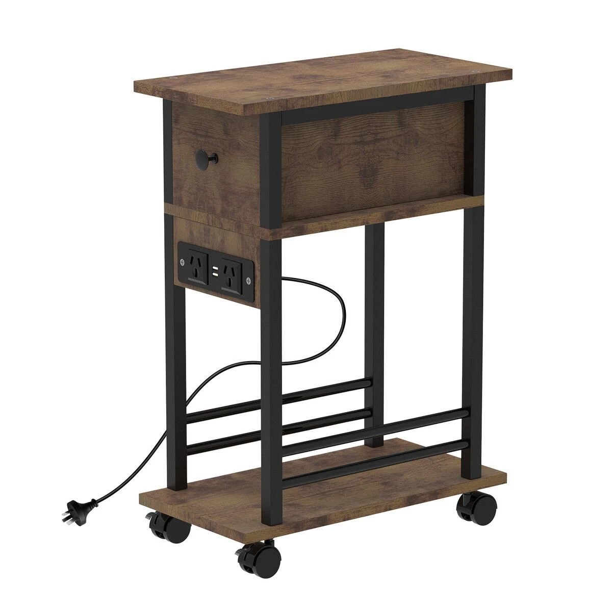 1 LUXSUITE Mobile Sofa Bed Side Table Charging Station Narrow, 1 of 7