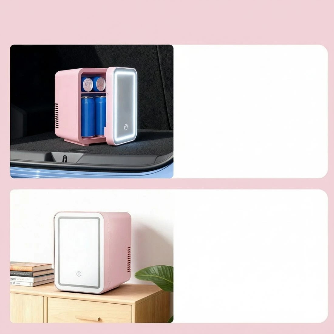 8 Glacio Mini Fridge Skincare Beauty Cooler Warmer LED Mirror 12V 220V  4L - Pink, 8 of 8