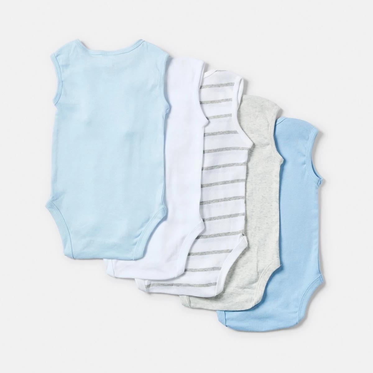 2 5 Pack Sleeveless Bodysuits BLUE MULTI PACK, 2 of 10