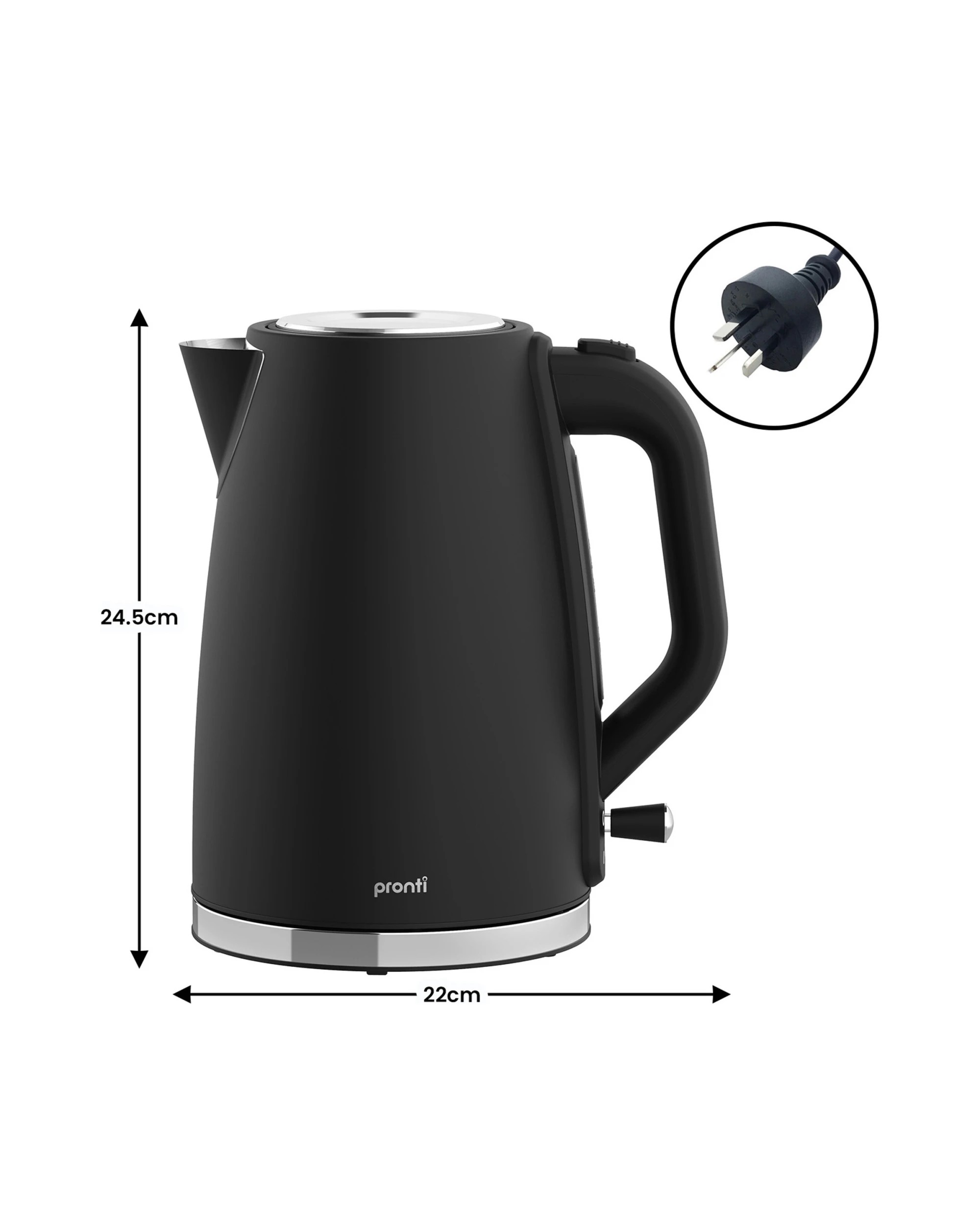 3 Pronti Breakfast Set with HomeMaid Coffee Machine, Silver Noir Toaster and Kettle, 3 of 5