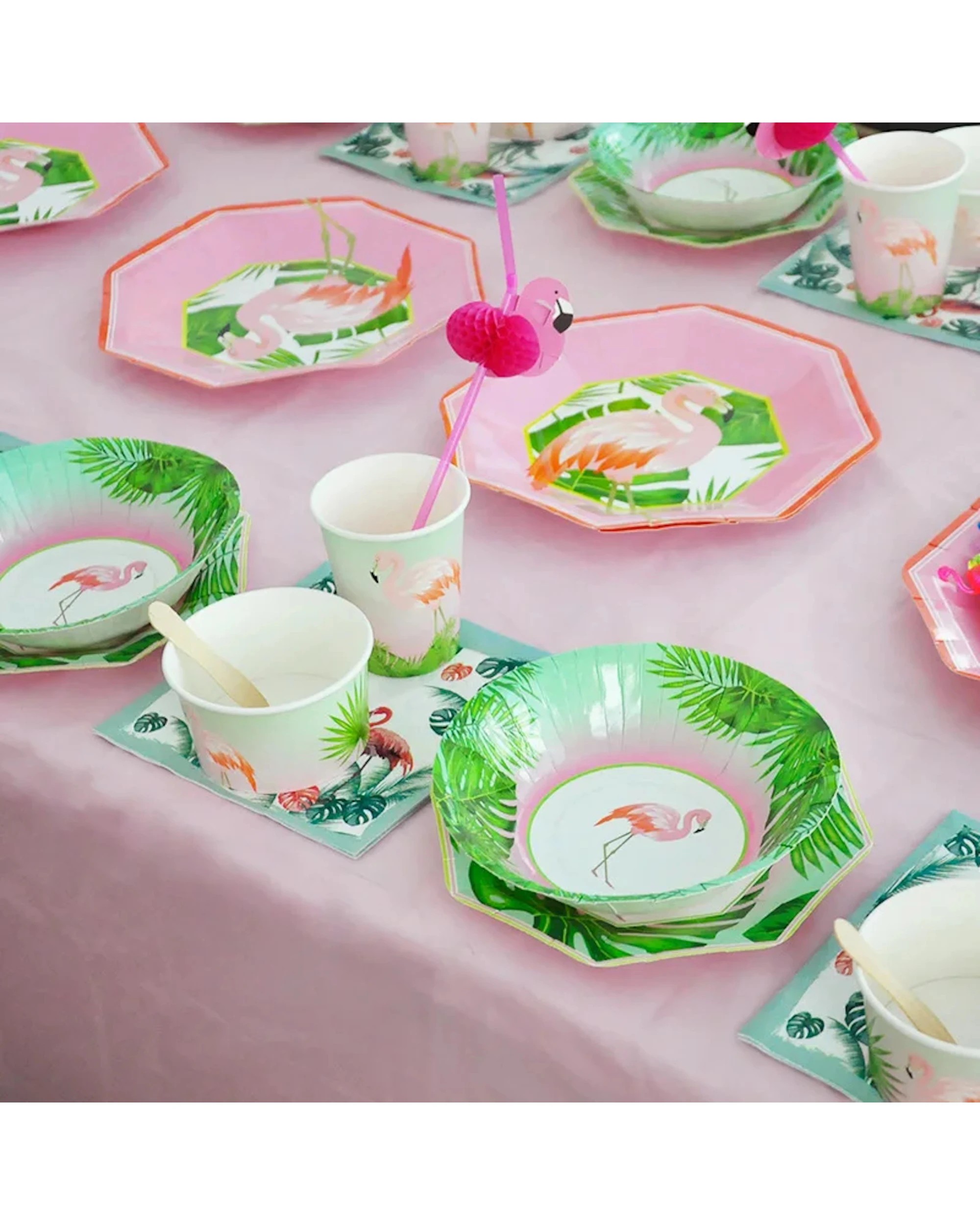 2 Happy Time Flamingo Tropicana Small Round Paper Bowls Pack of 8 - Multi, 2 of 4