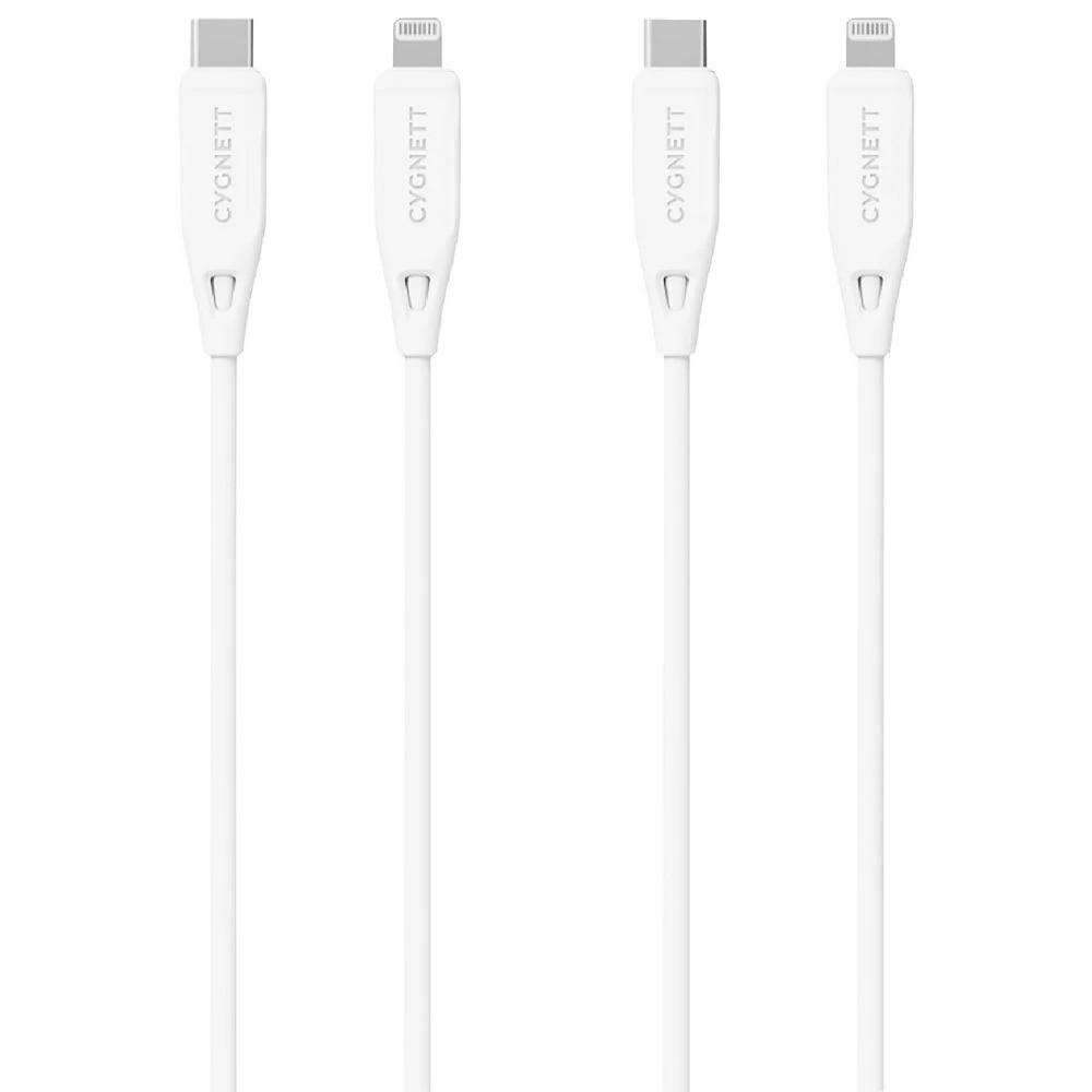 1 Cygnett Essentials Lightning to USB-C Cable 1m White 2 Pack, 1 of 3