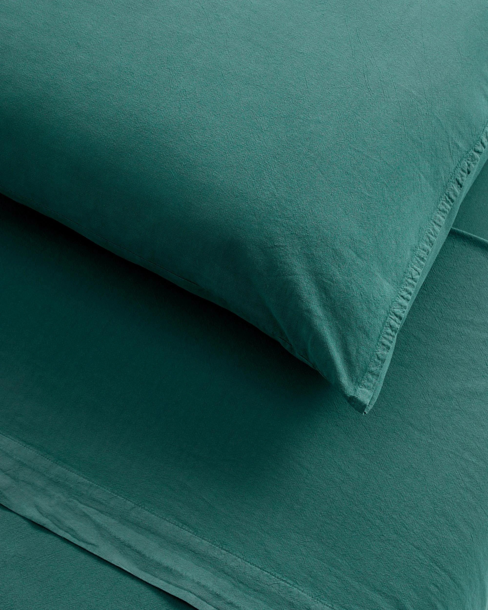 3 Arlo Cotton Stonewash Sheet Set - Queen Bed - Green, 3 of 3