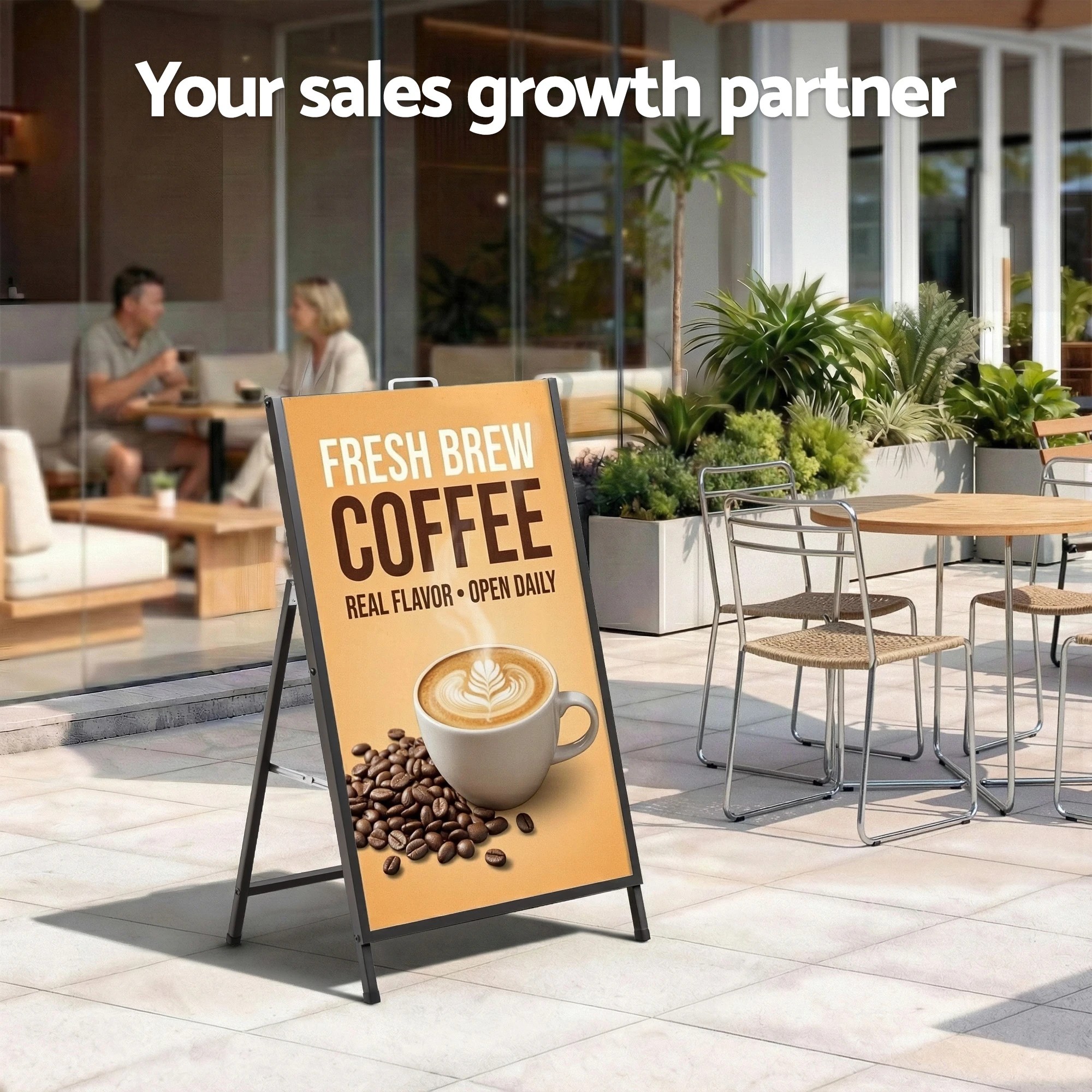 2 A1 Frame Sign Stand Single Sided Poster Display Board Outdoor Advertising 60x90cm - Black, 2 of 7
