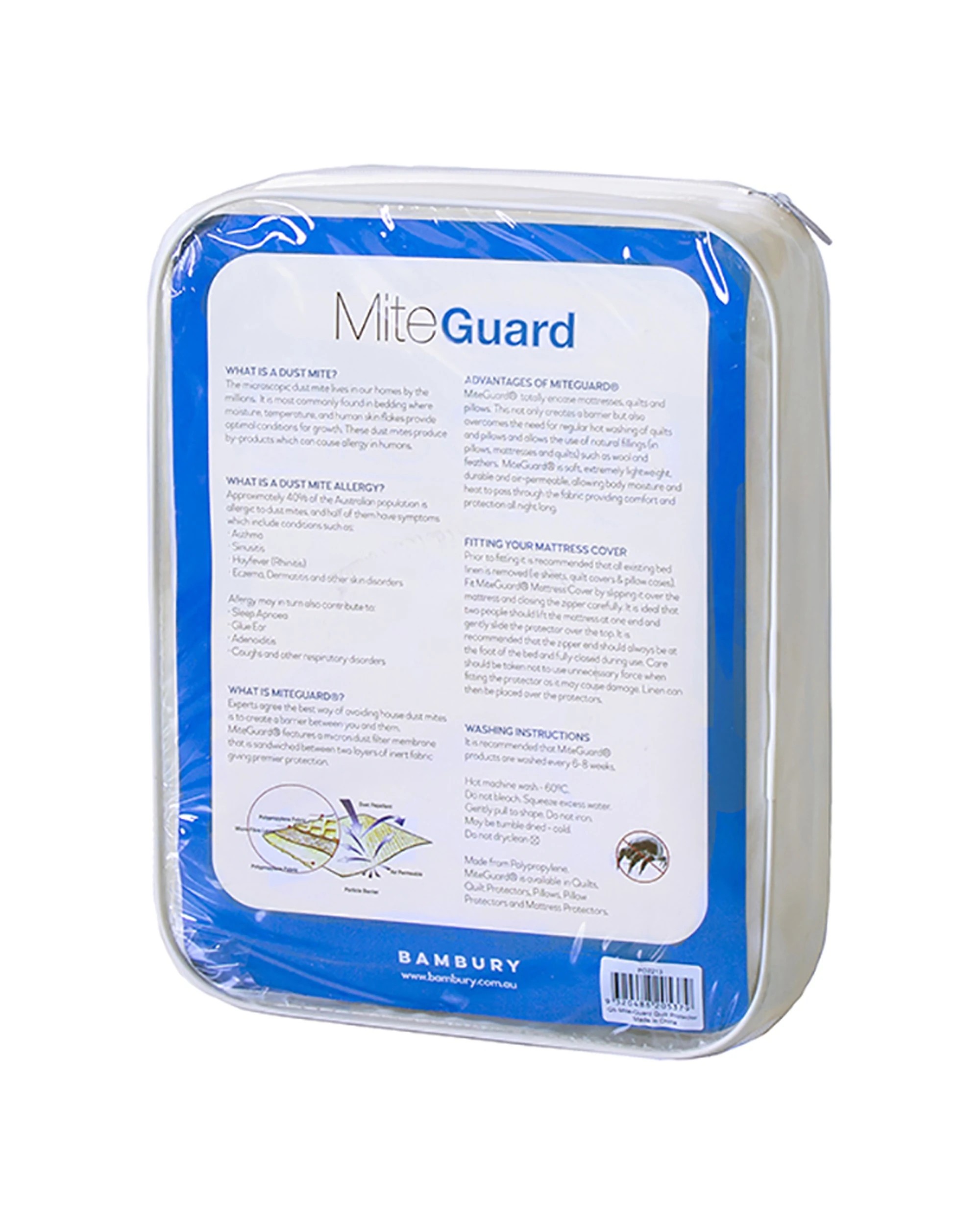 2 Bambury EL Mite-Guard Mattress Protector Soft Woven Home - Plain, 2 of 3
