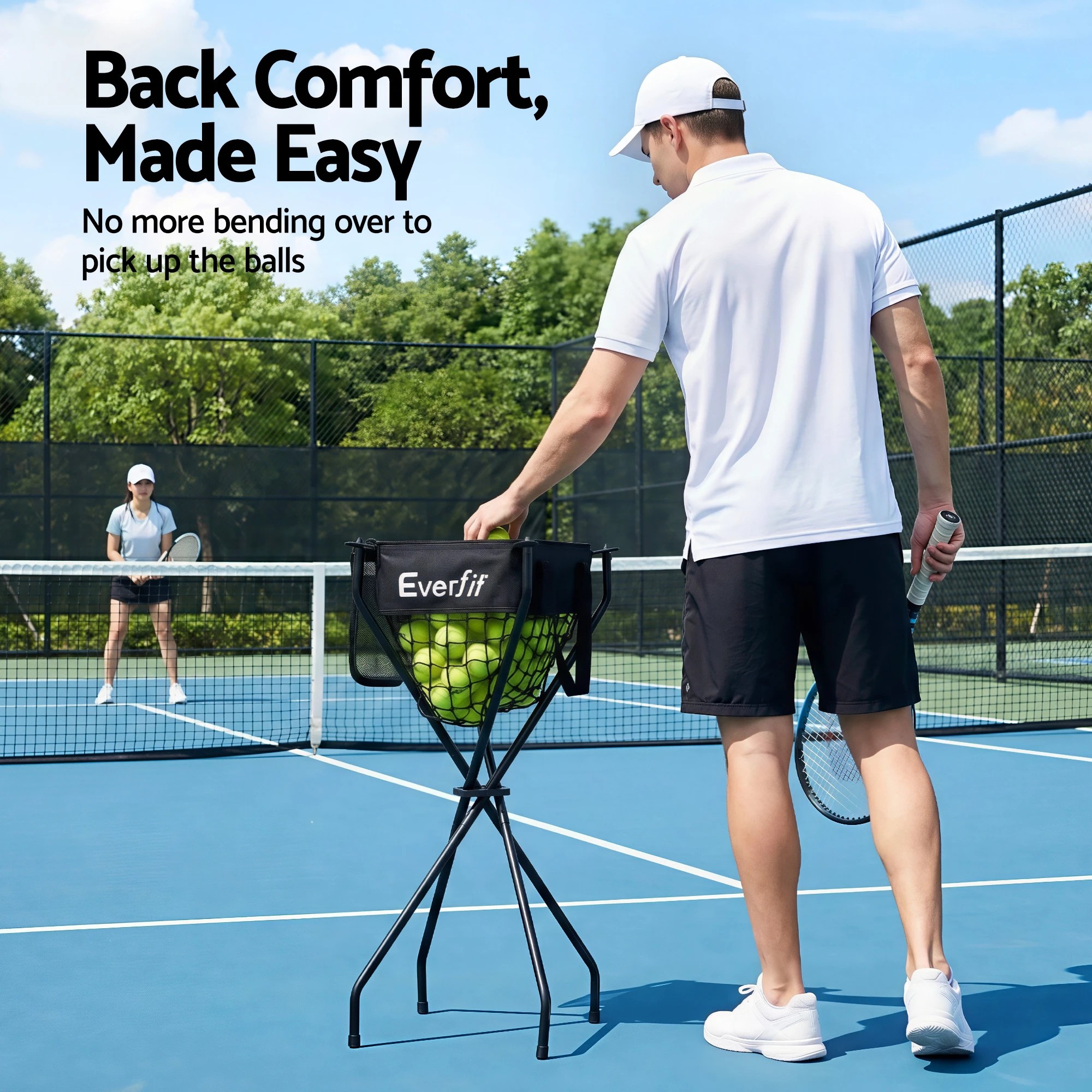 7 Everfit Portable Ball Cart Foldable Pickleball Tennis Baseball Softball - Black, 7 of 9