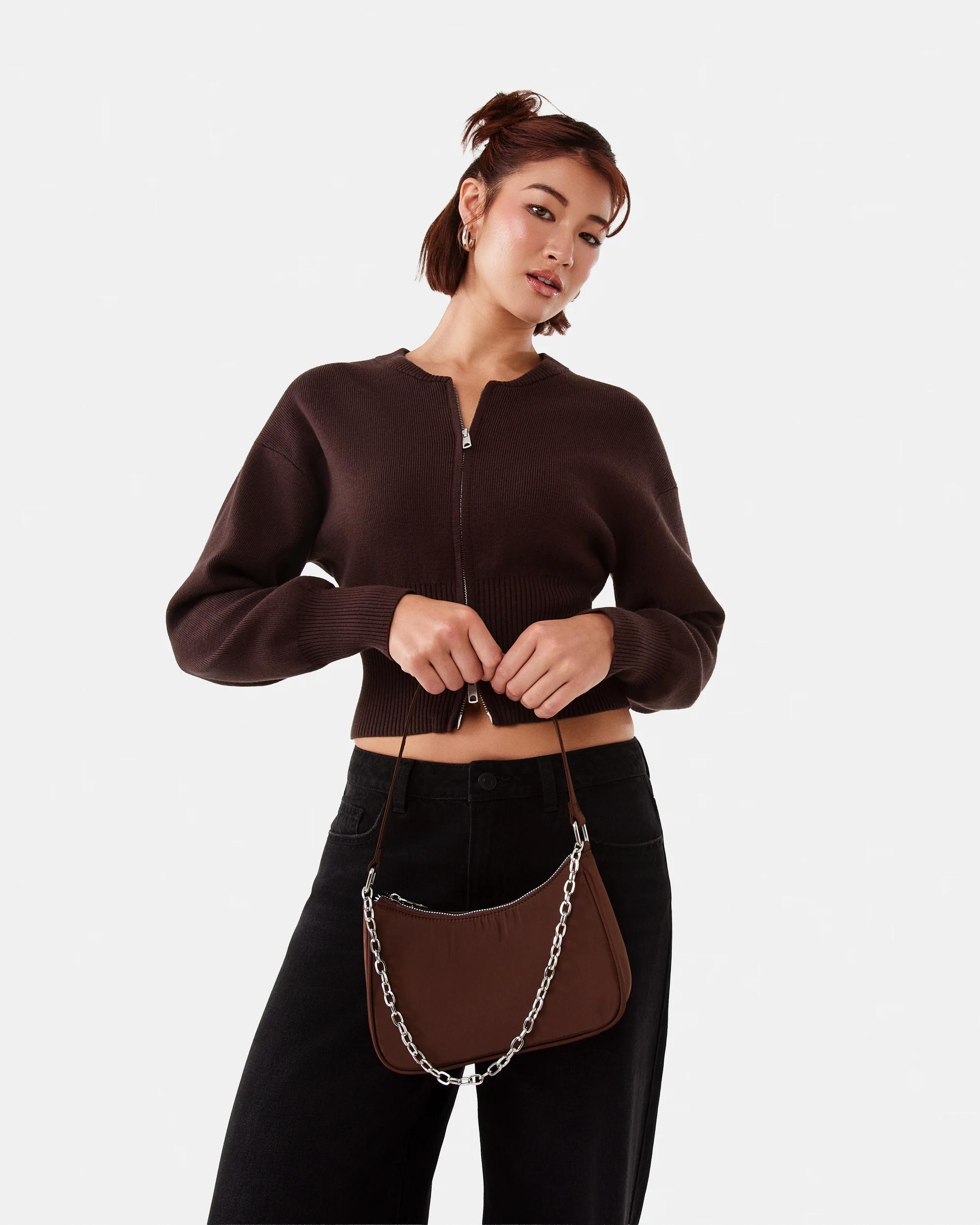 6 Nylon Shoulder Bag Deep Choc, 6 of 7
