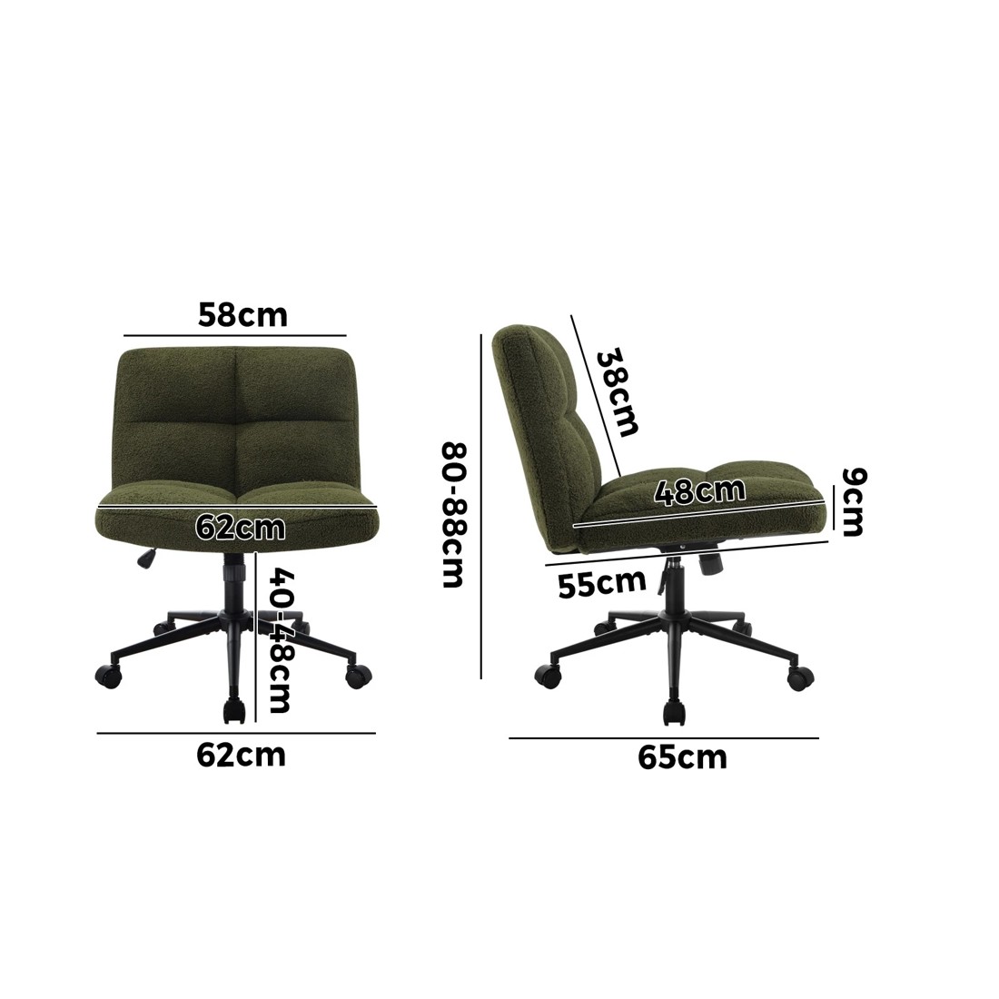 4 Oikiture Armless Office Desk Chair Boucle
 - Green, 4 of 10