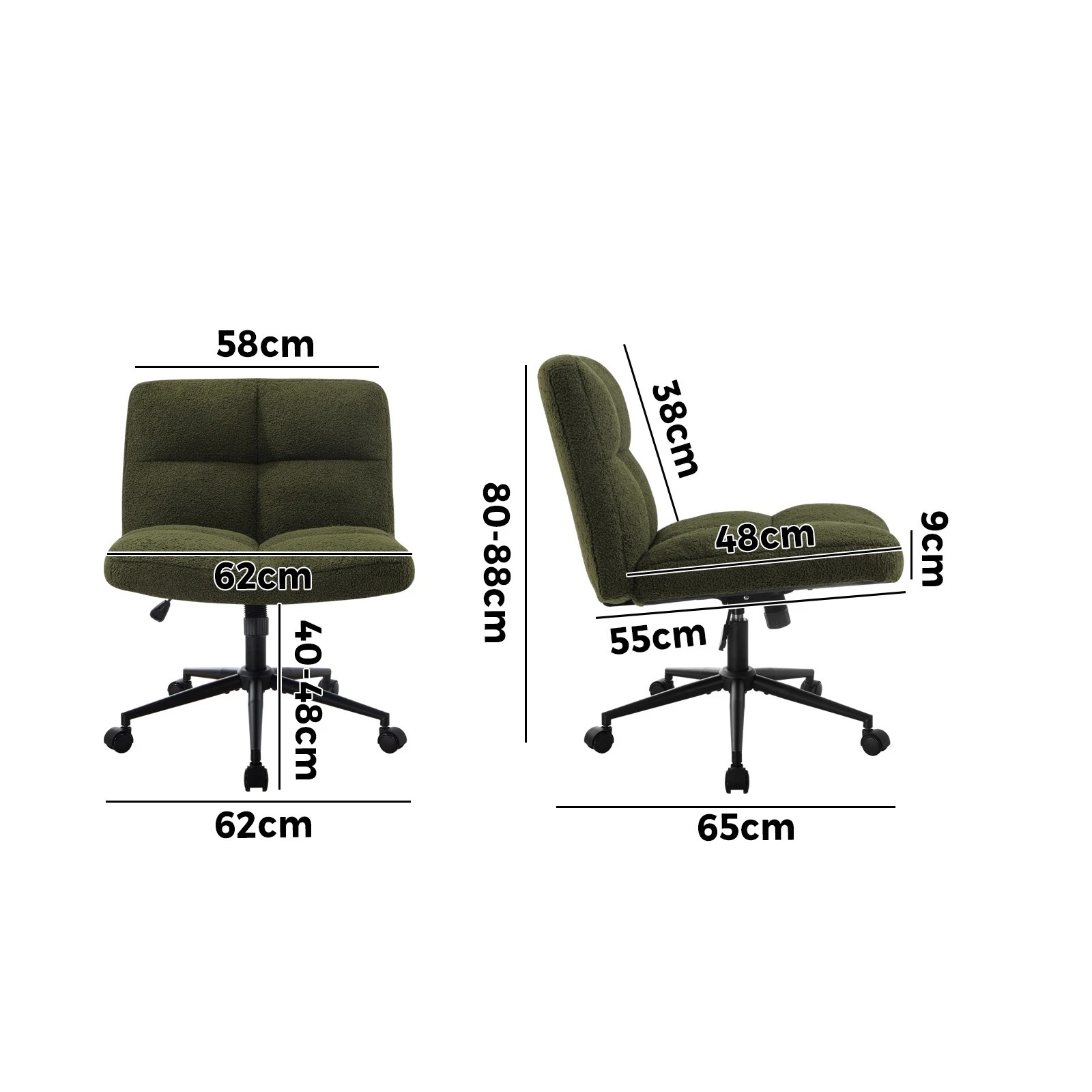 4 Oikiture Armless Office Desk Chair Boucle
 - Green, 4 of 10