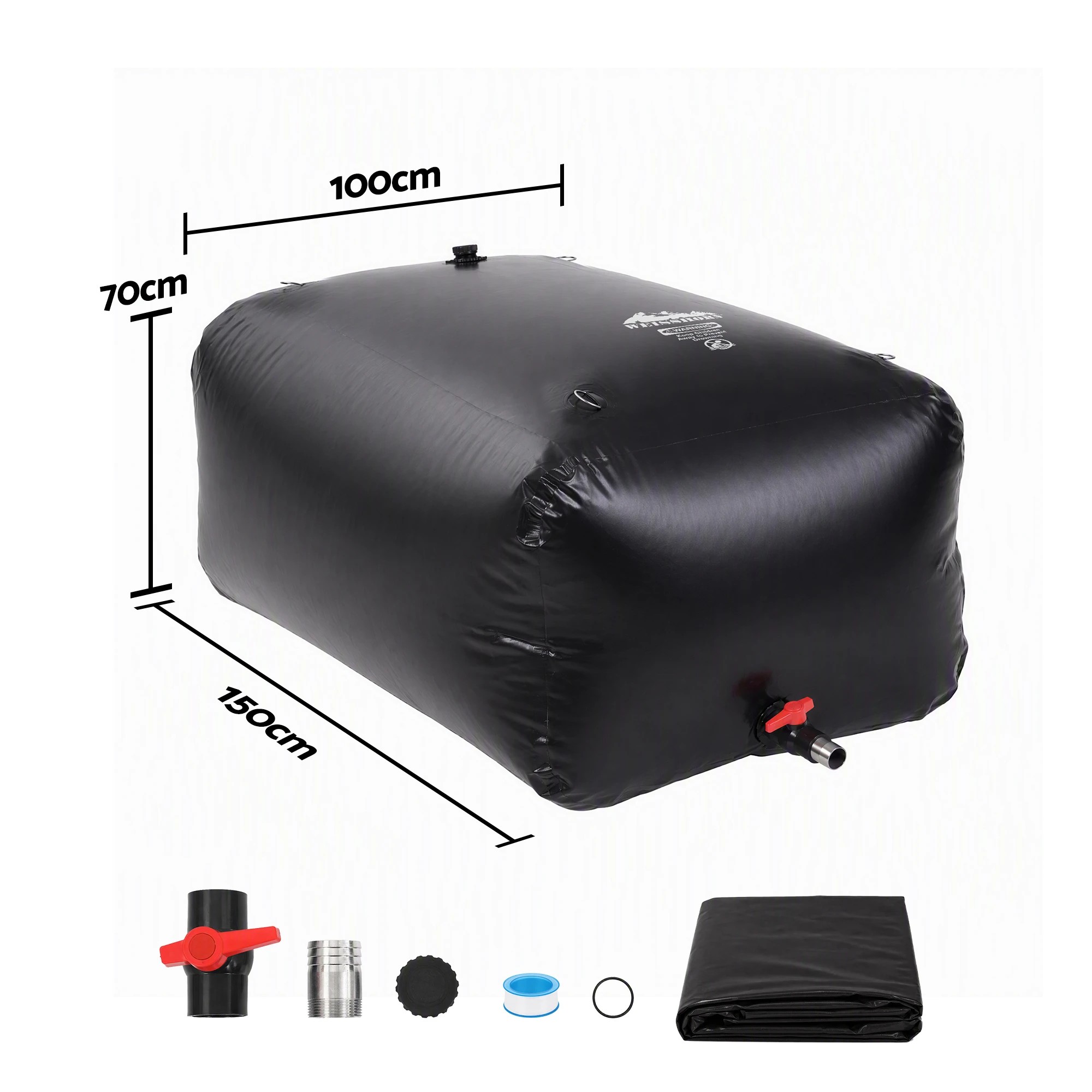 2 Weisshorn 1000L Water Bladder Bag Portable Large Storage Tank Container Camping Outdoor - Black, 2 of 9