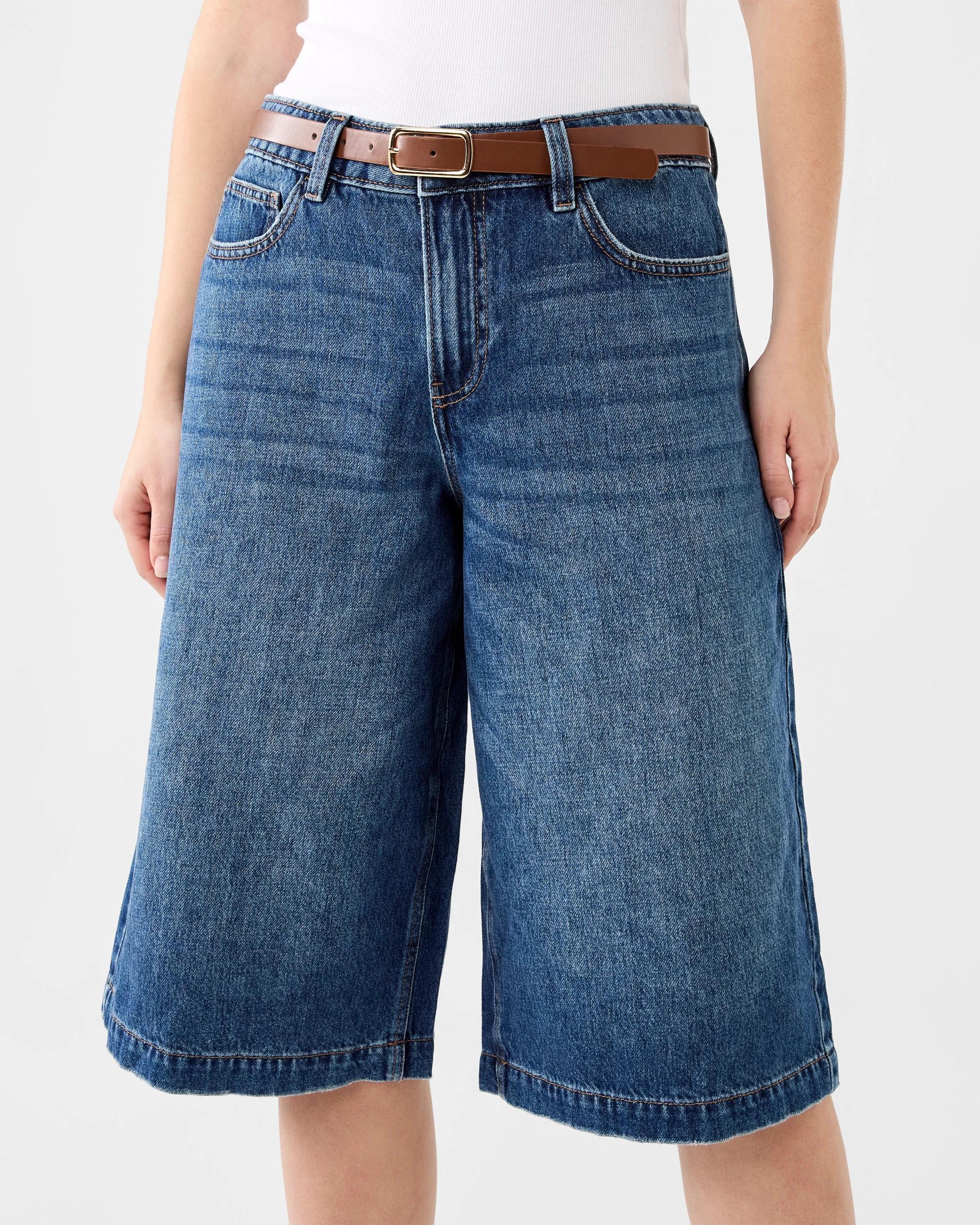 1 Belted Denim Jorts Mid Denim, 1 of 7