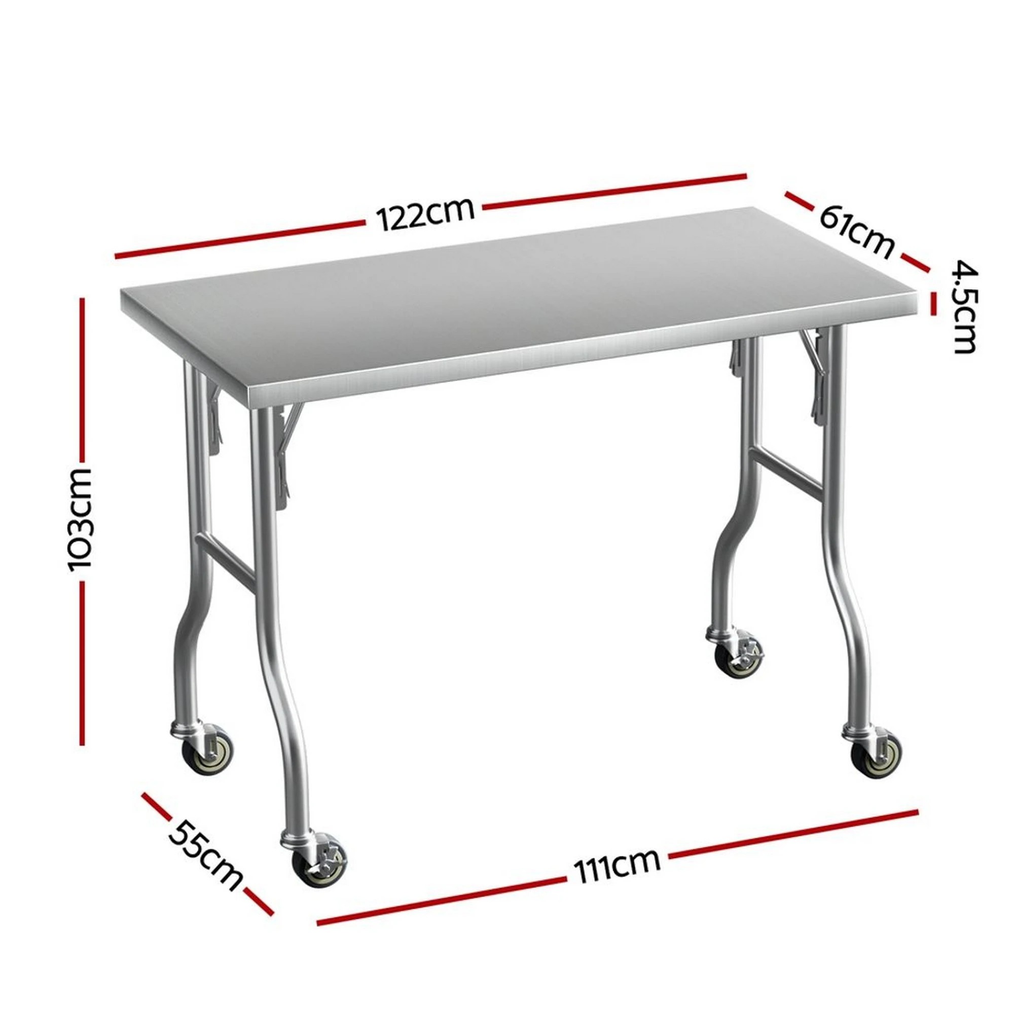 3 Cefito Stainless Steel Kitchen Benches Work Bench Wheels - Multi, 3 of 7
