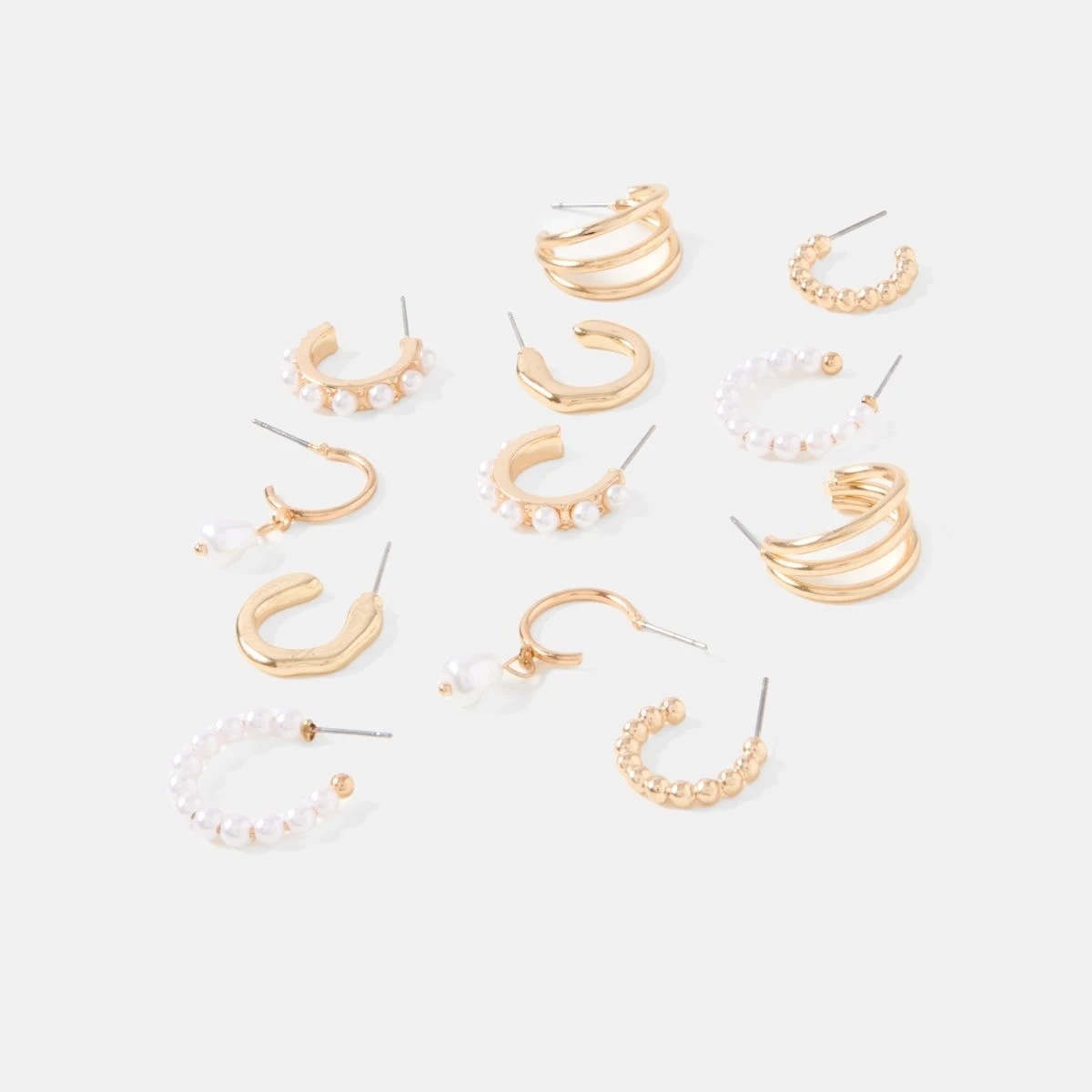 2 6 Pack Mini Faux Pearl Earrings - Gold Tone, 2 of 5