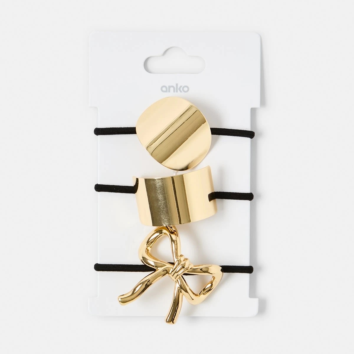 5 3 Pack Metal Hair Ties - Gold Tone and Black, 5 of 5