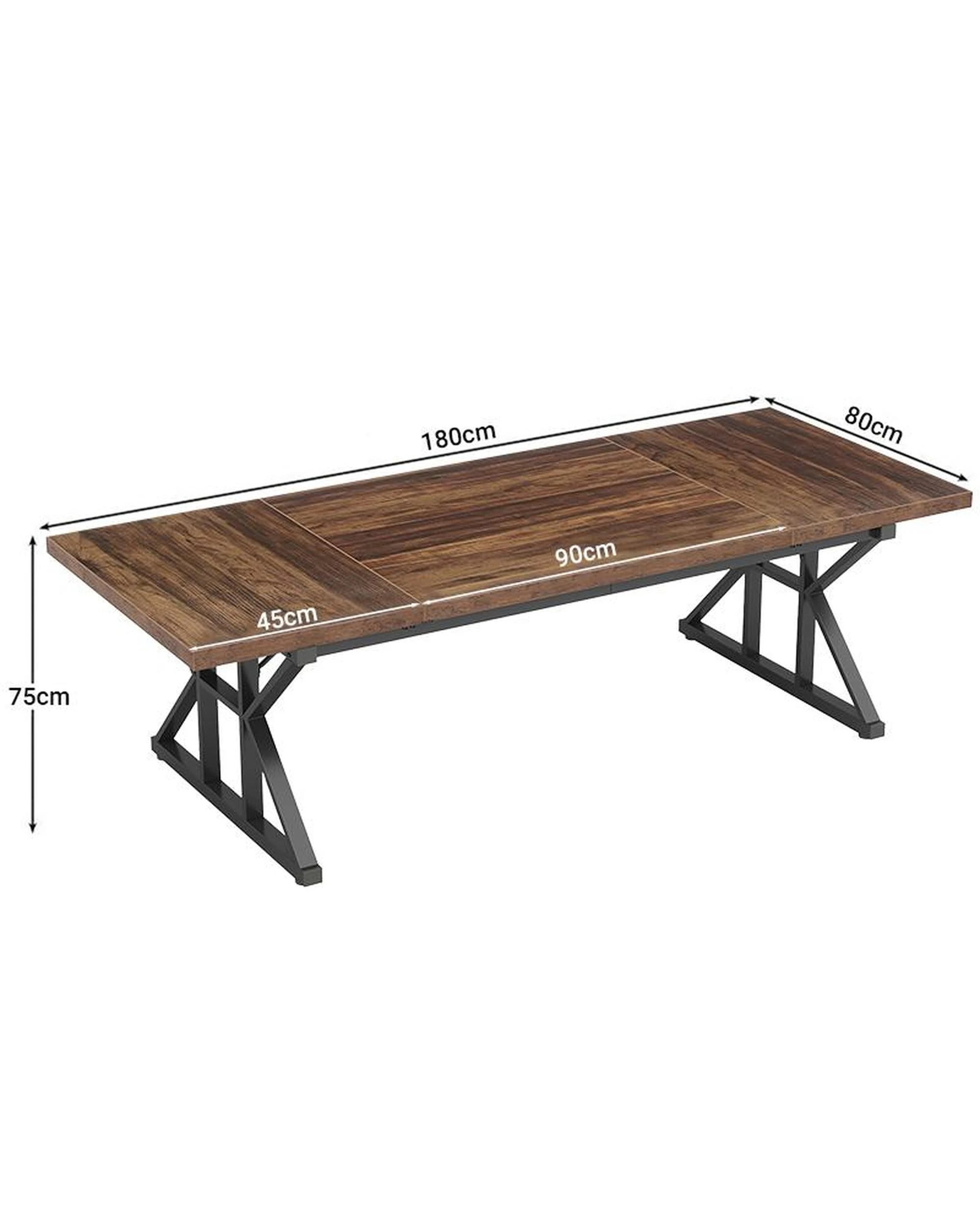 5 OAKORY 180cm Home office Desk with Metal X-shaped Trestle legs Rustic Brown and Black, 5 of 5