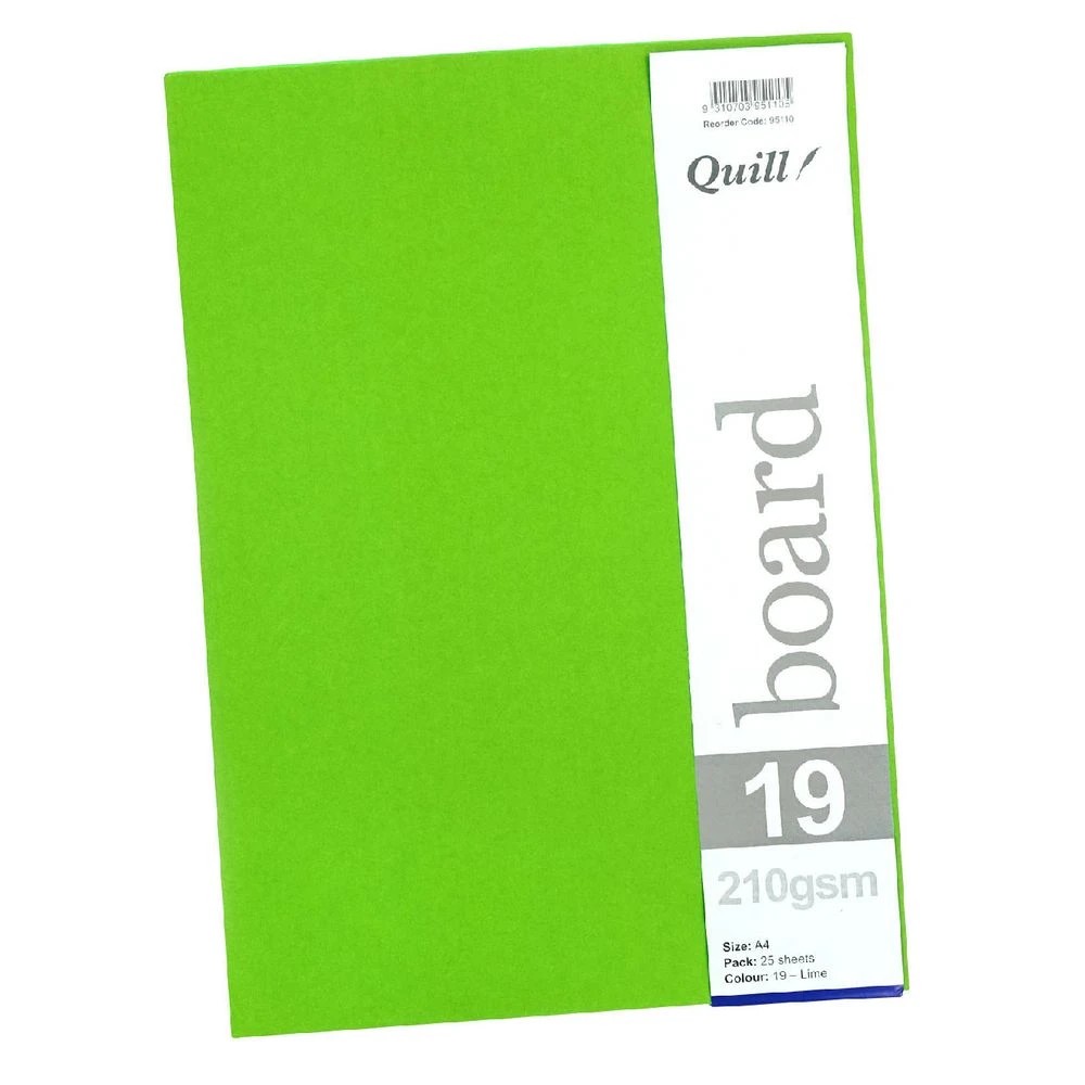 4 Quill A4 210gsm Board Lime 25 Pack, 4 of 4