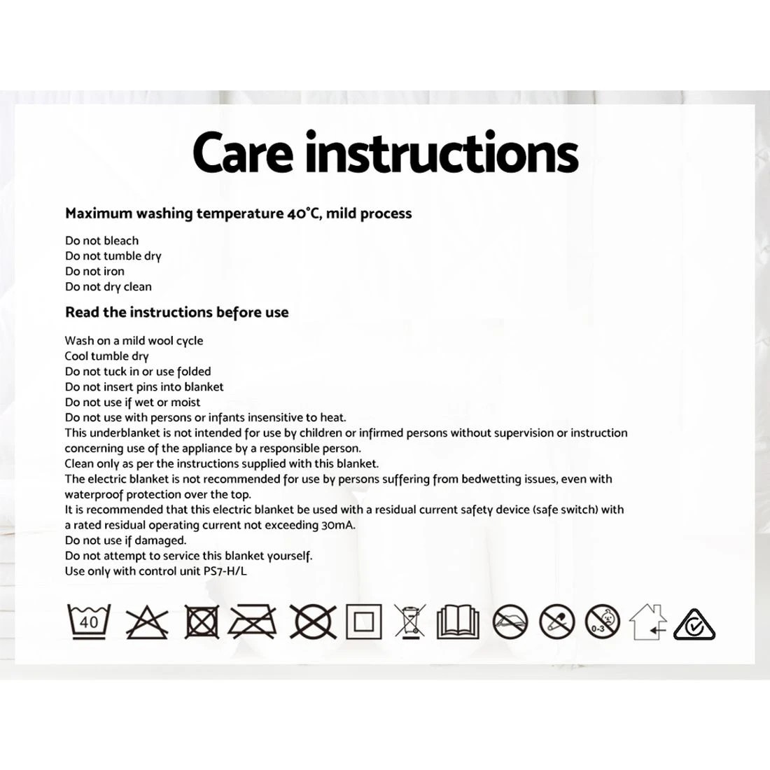 8 Giselle Electric Blanket Queen Fitted Heated Pad Fleecy Underlay Washable Winter - White, 8 of 8