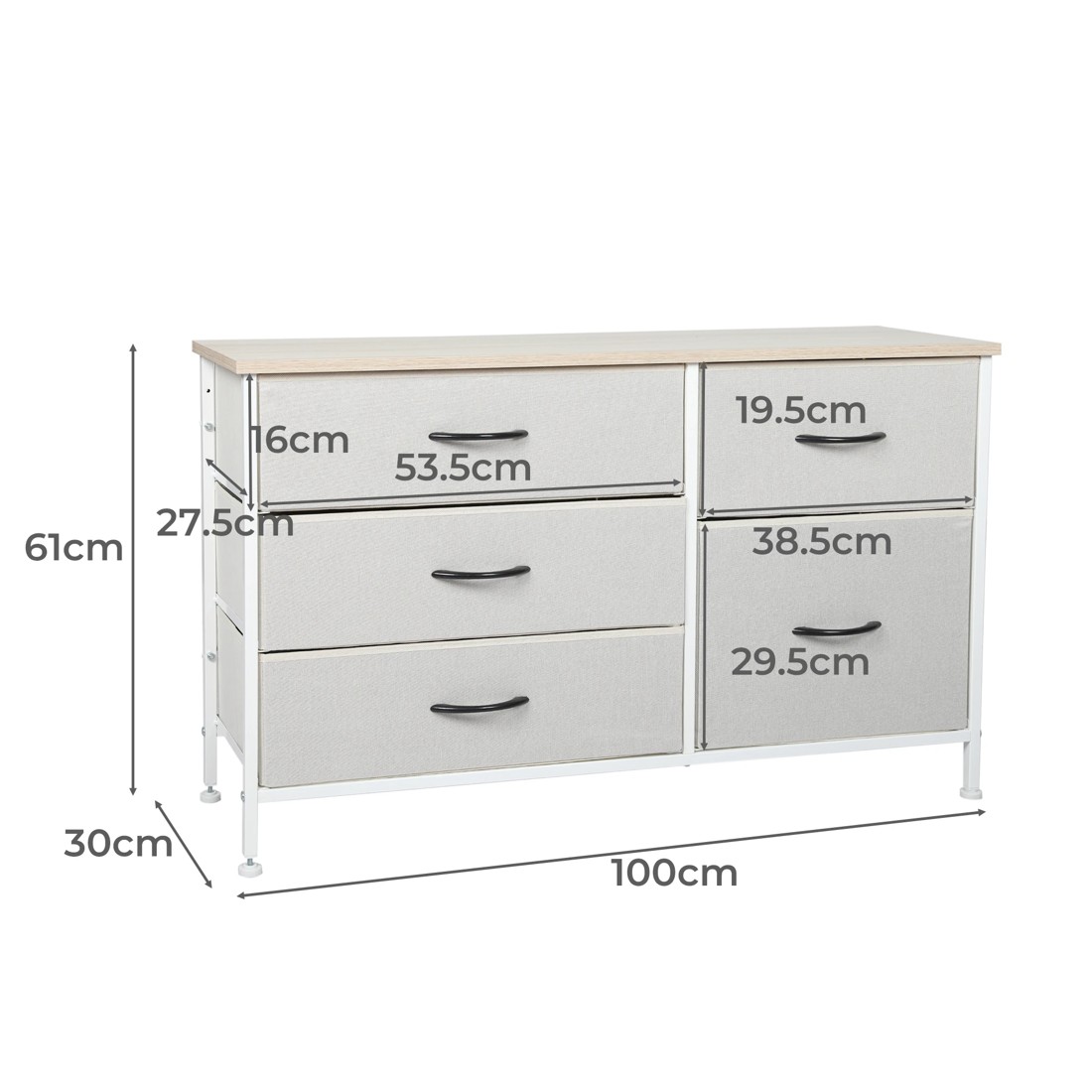 6 Levede 5 Drawer Chest Of Drawers - Beige, 6 of 7