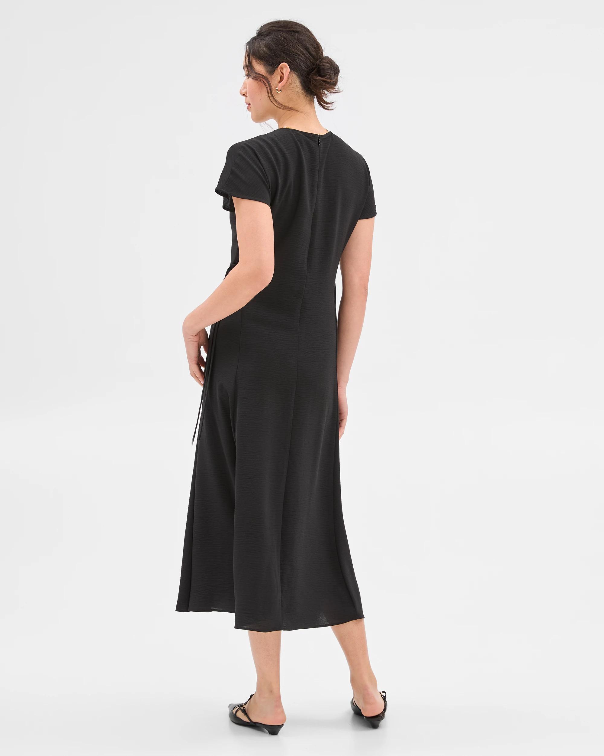 4 Tie Waist Midi Dress - Preview BLACK, 4 of 8