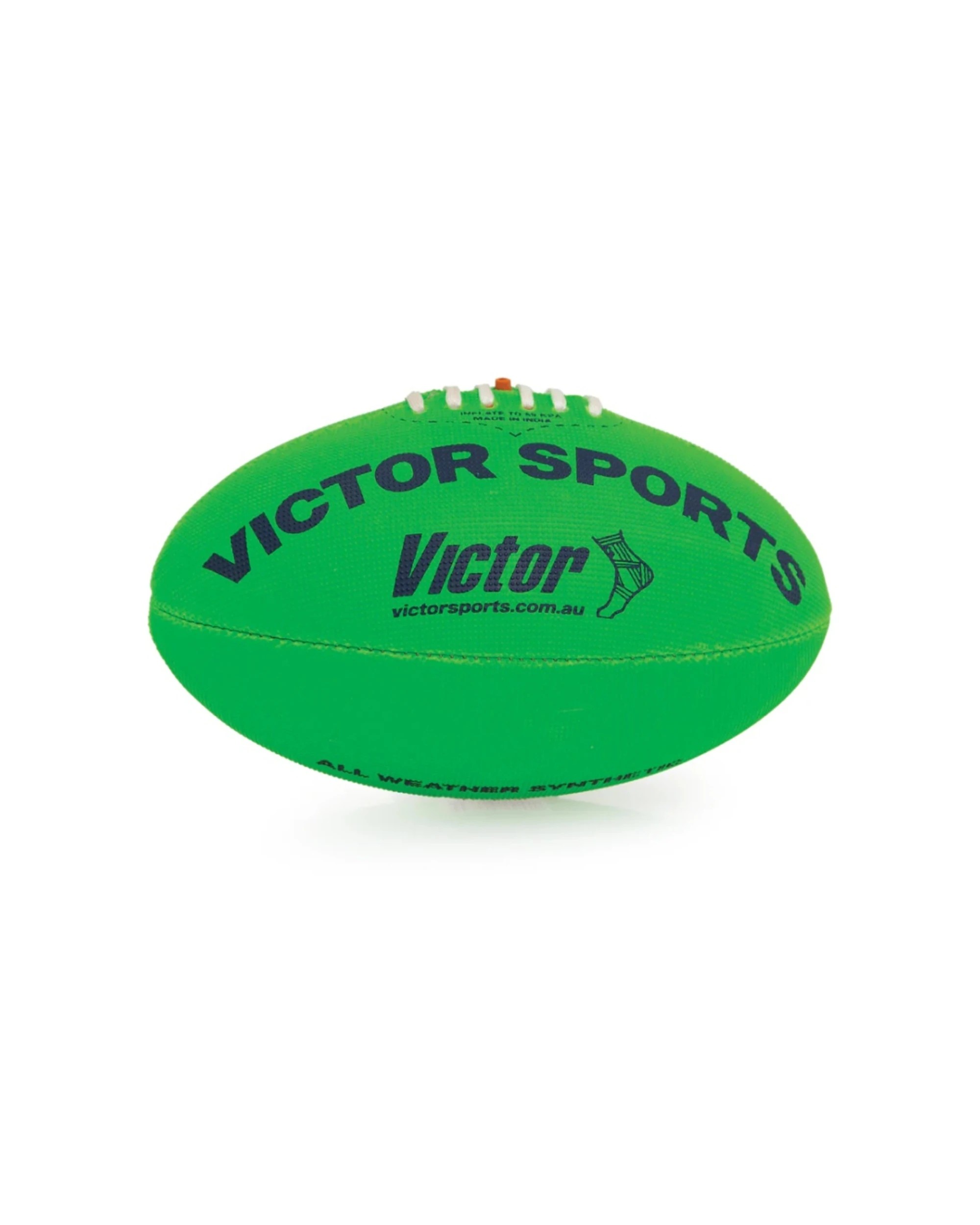 2 Victor Sports Synthetic Football Durable AFL Ball Size 4 Hand-Stitched - Green, 2 of 4