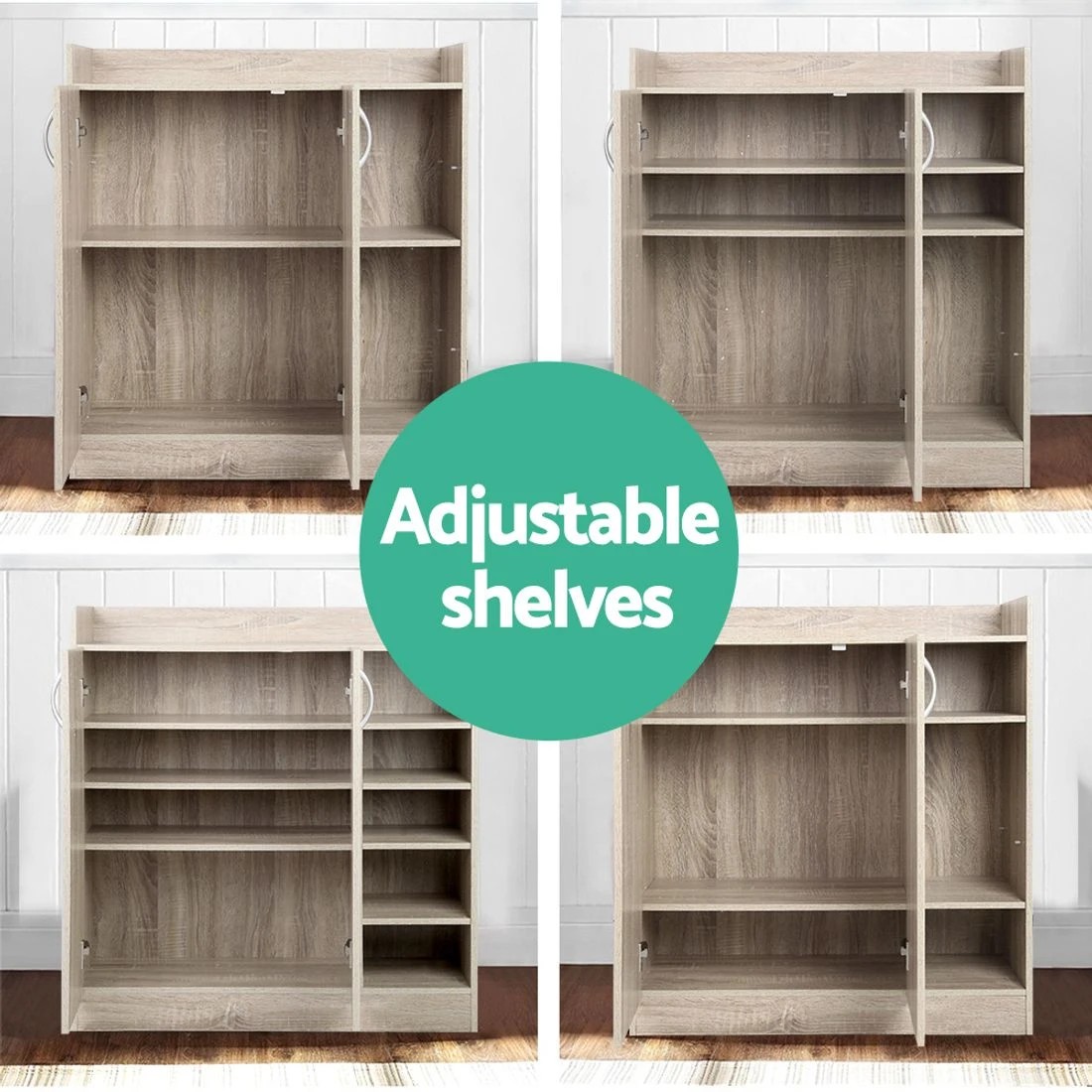 6 Artiss Shoe Rack Cabinet 21 Pairs Adjustable Shelves  Clair - Natural, 6 of 10