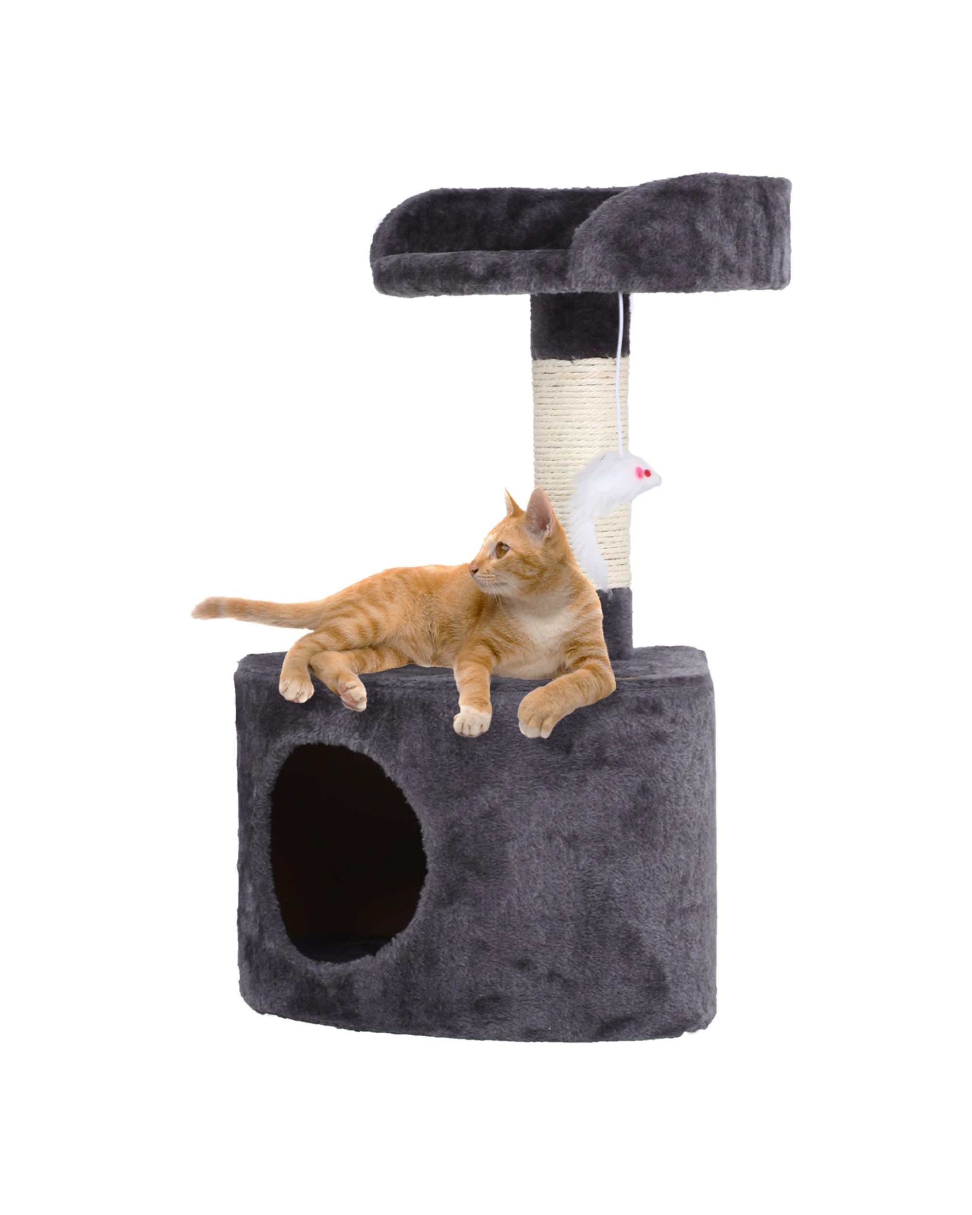 2 Charlie's Lite Cat Tree With Round House - Charcoal and Cream, 2 of 7