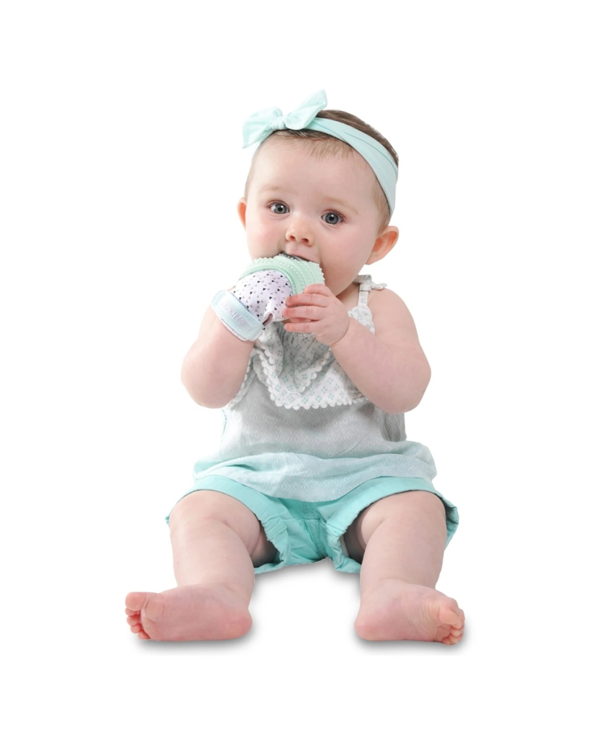 2 Malarkey Kids Munch Mitt Sensory Teething Mitten Infant Wearable Silicone Mint - Green, 2 of 3